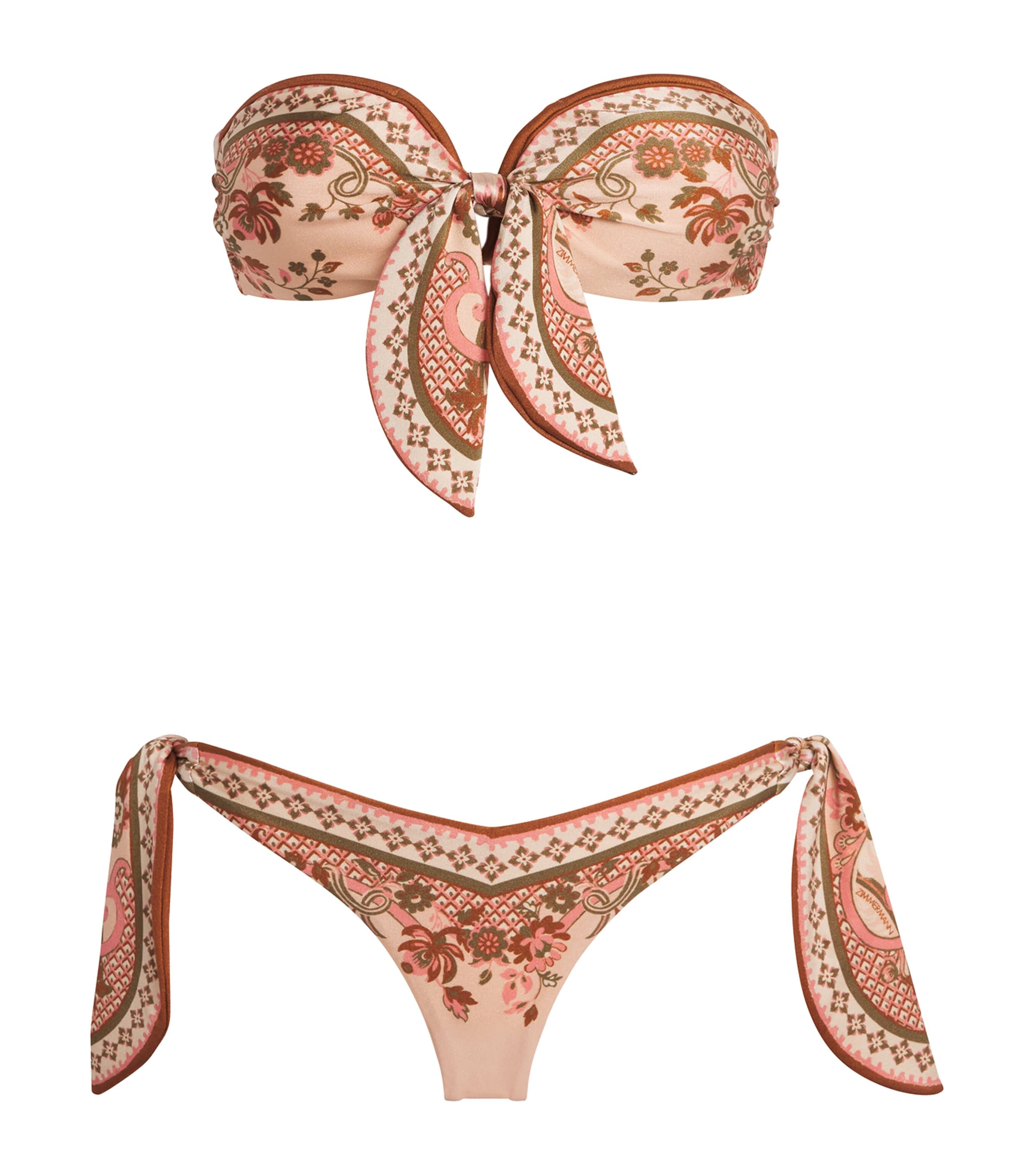 Zimmermann Womens Aster Scarf Bandeau Bikini Pink Paisley Floral Image 1