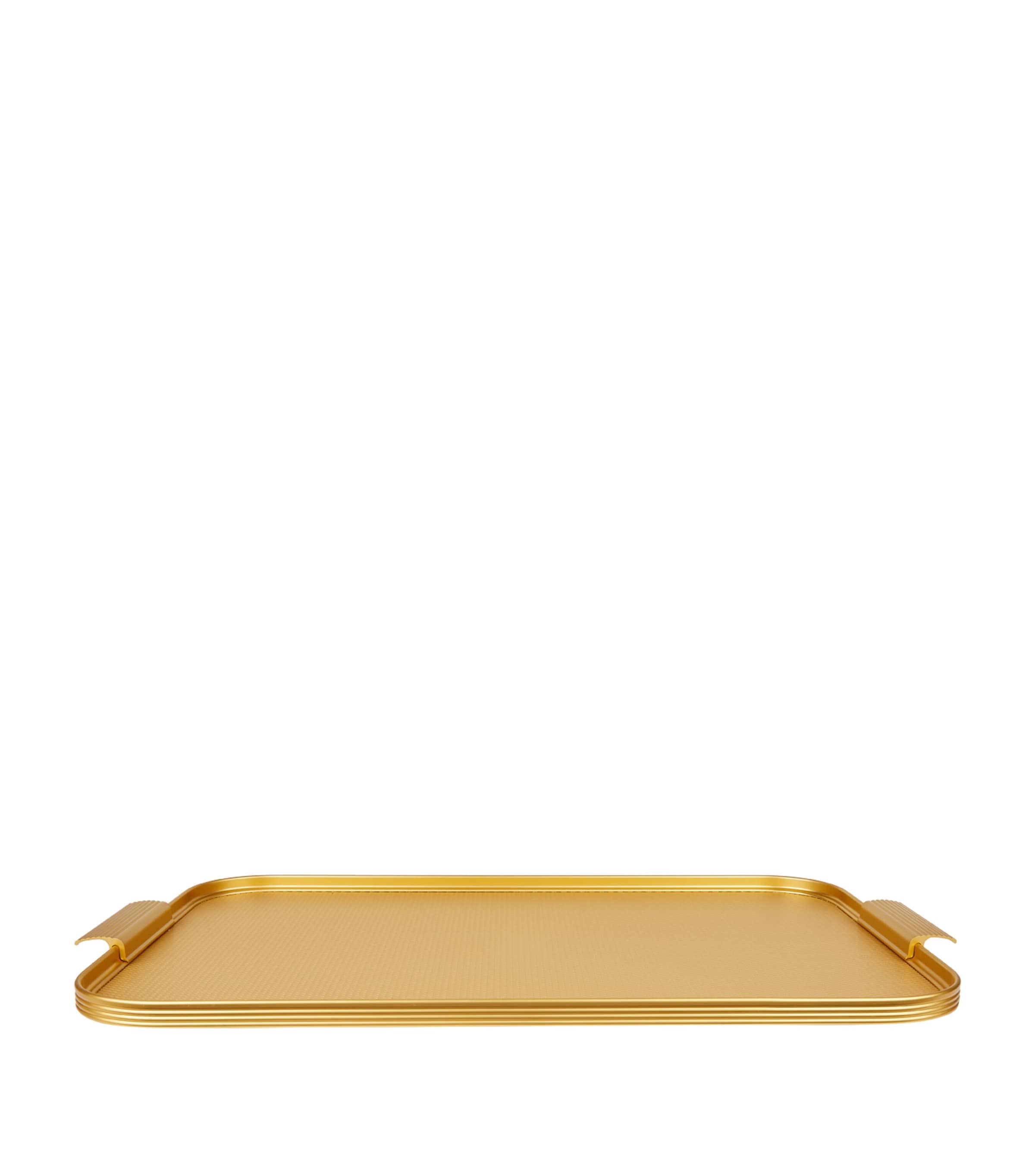 Kaymet Ribbed Serving Tray In Gold