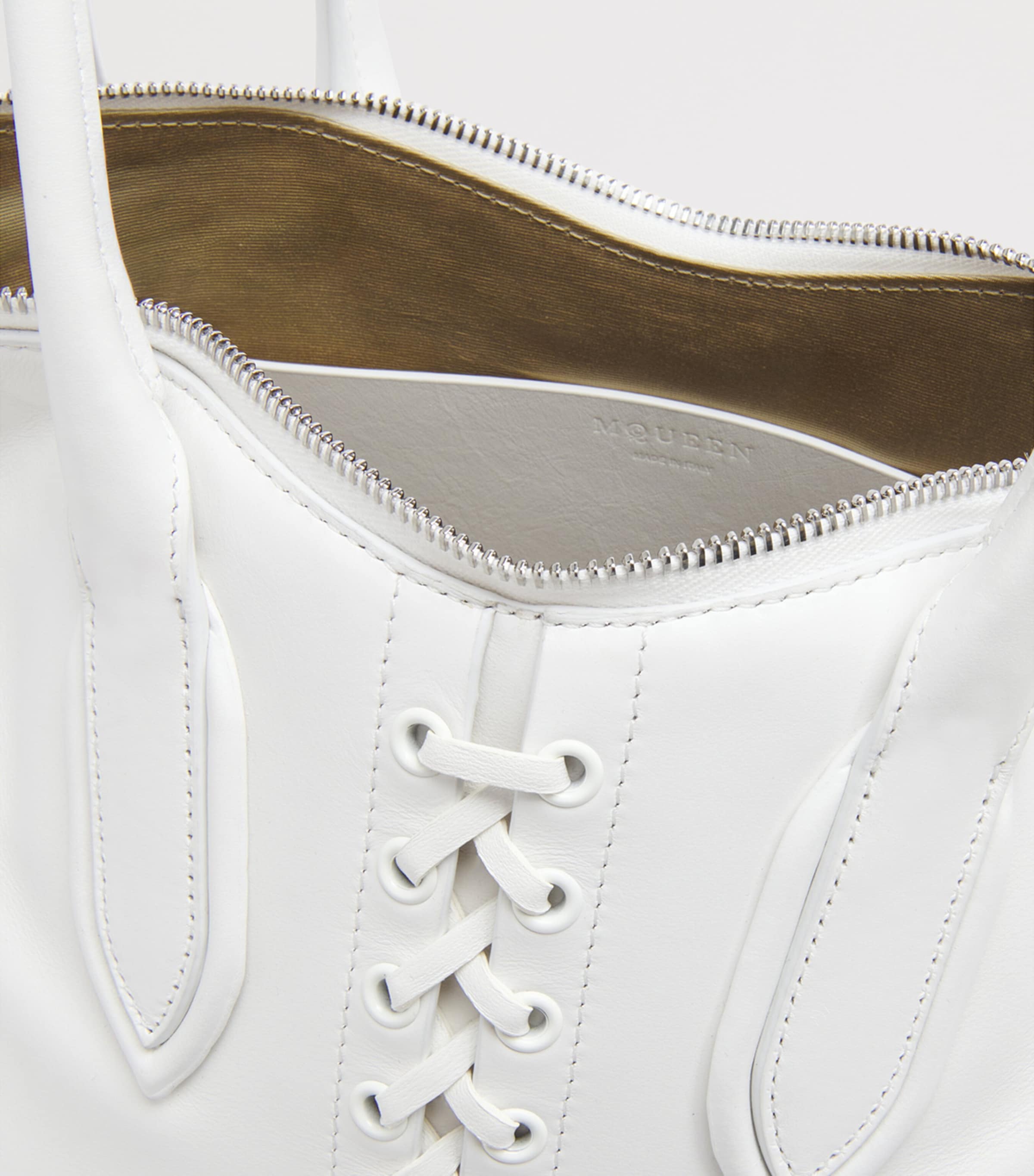 McQueen Leather Lace-Up Manta Top-Handle Bag Image 6