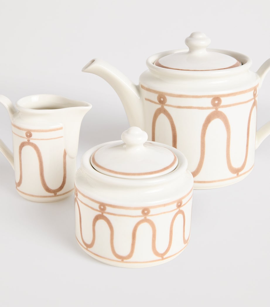 Porcelain Serenity Tea Set BEIGE ON WHITE Image 4