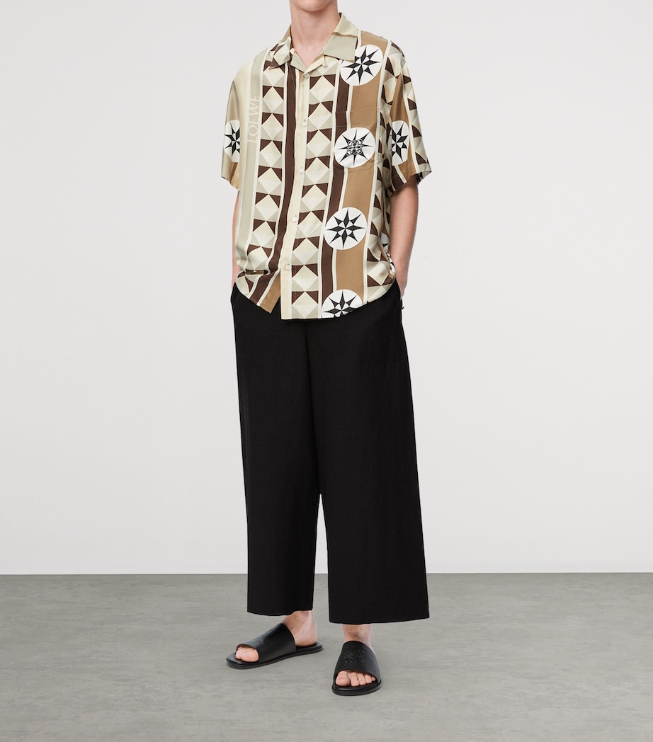 LOEWE Mens x Paula's Ibiza Cropped Wide-Leg Trousers Black Image 2