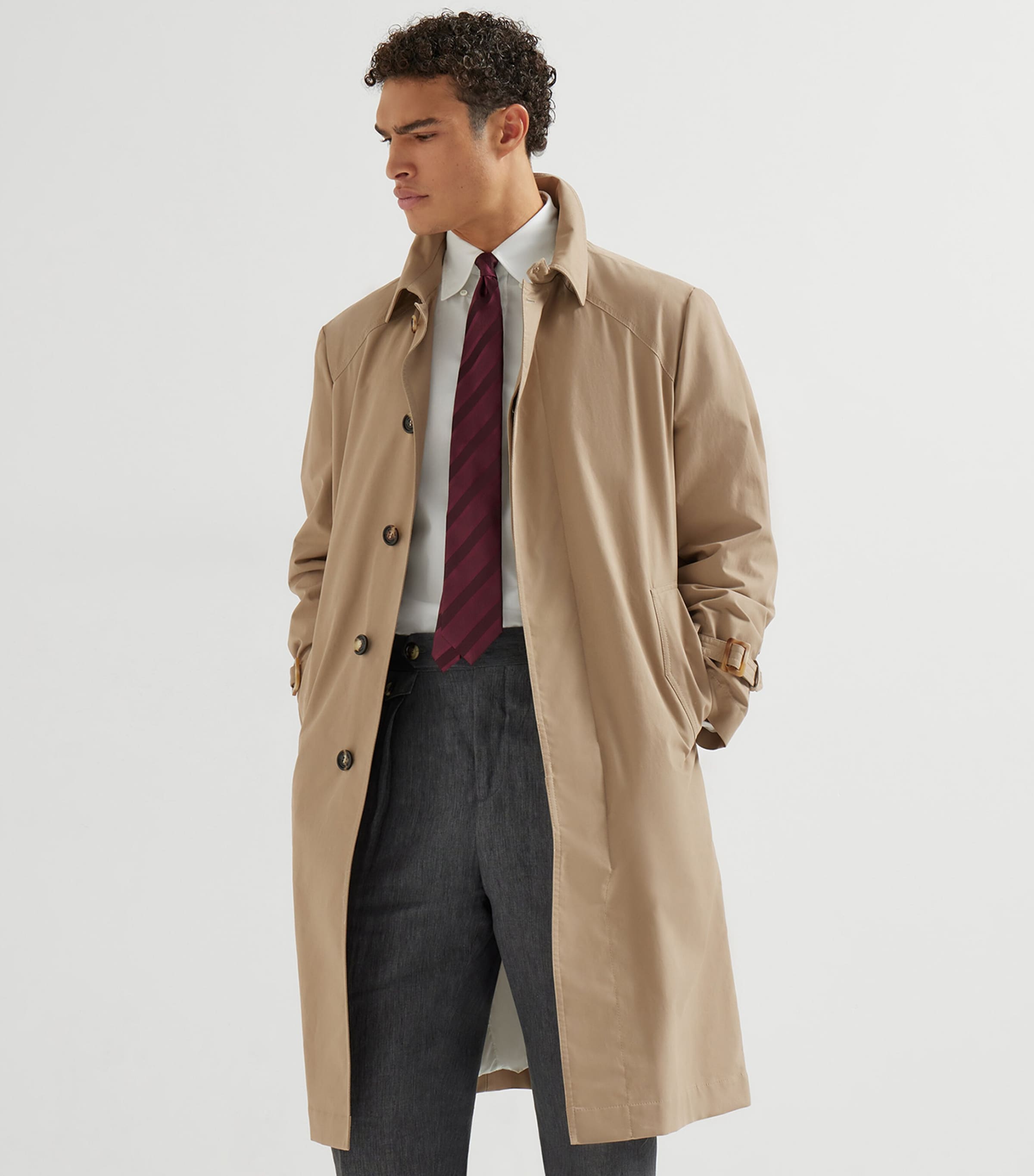 Brunello Cucinelli Mens Water-Resistant Trench Coat Image 4