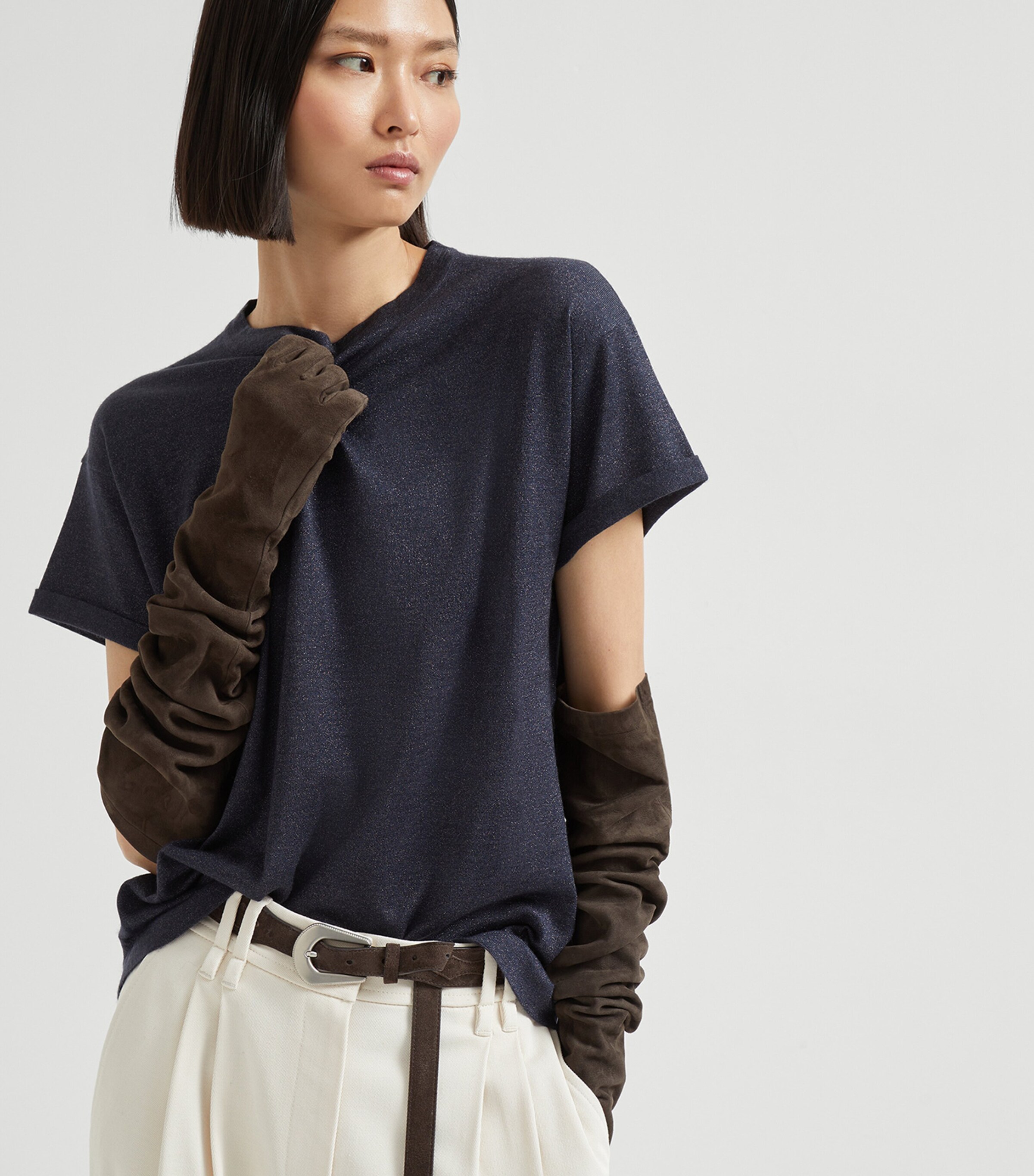 Brunello Cucinelli Womens Cashmere-Blend Knit T-Shirt Image 5