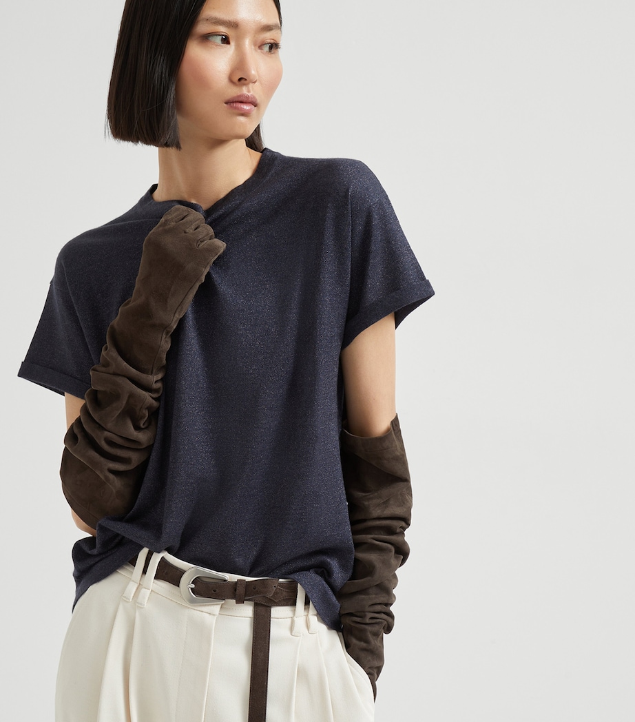 Brunello Cucinelli Womens Cashmere-Blend Knit T-Shirt Image 5