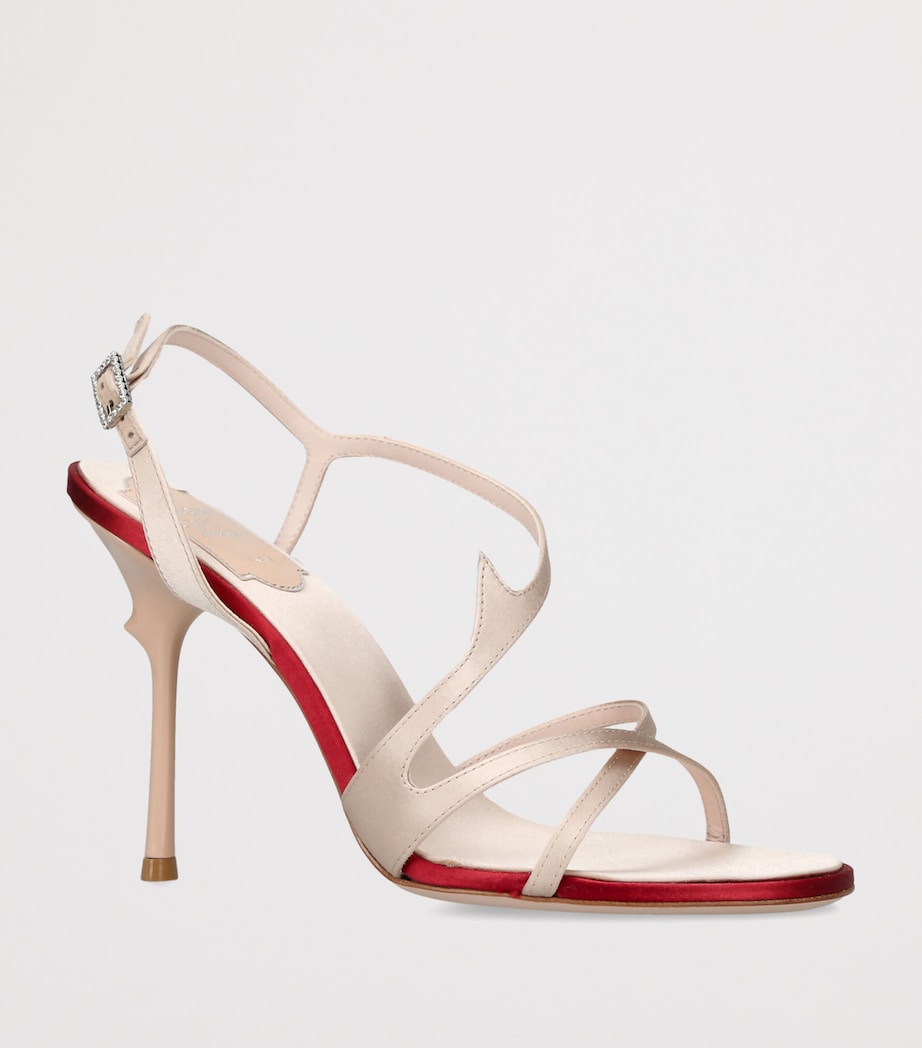 Roger Vivier Satin Rose Sandals 85 Bone Image 2