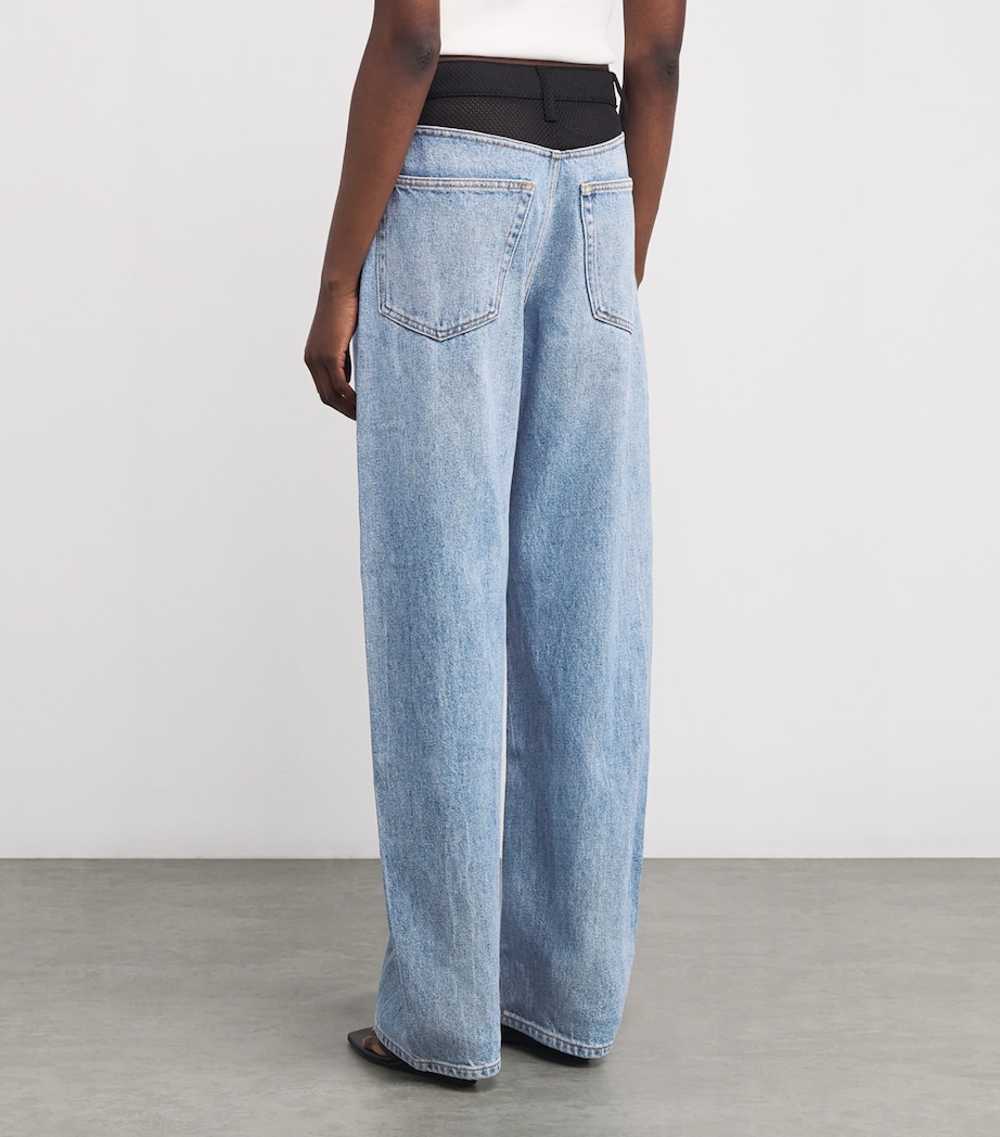 Alexander Wang Womens Mesh-Back Barrel Wide-Leg Jeans Clsc Lgt Indigo Image 4