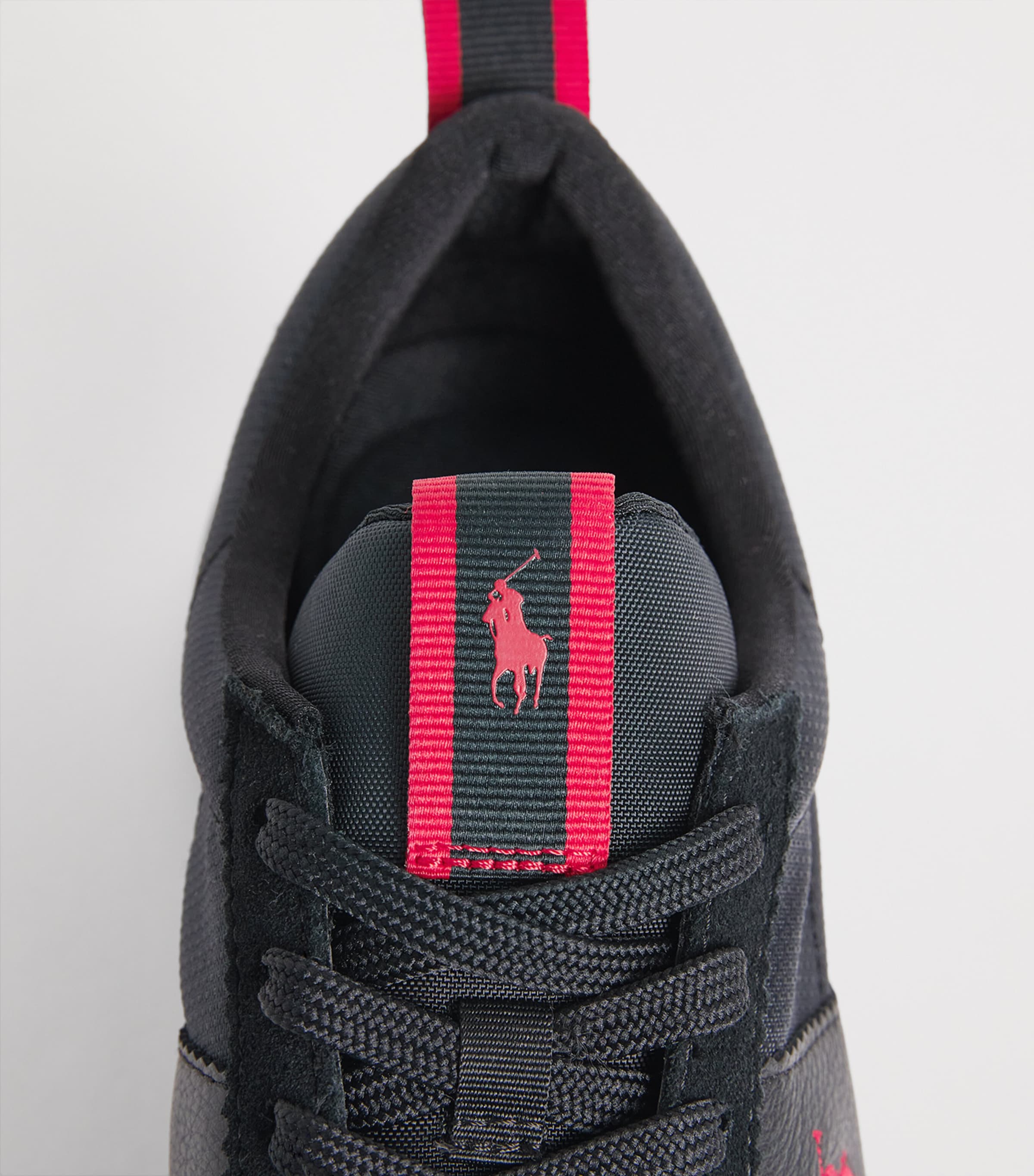 Polo Ralph Lauren Leather-Blend Logo Sneakers Triple Black/red Pp Image 7