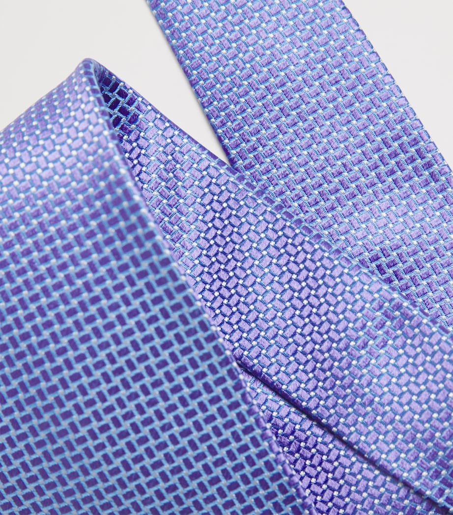 Silk Geometric Tie 74 MID PURPLE Image 3