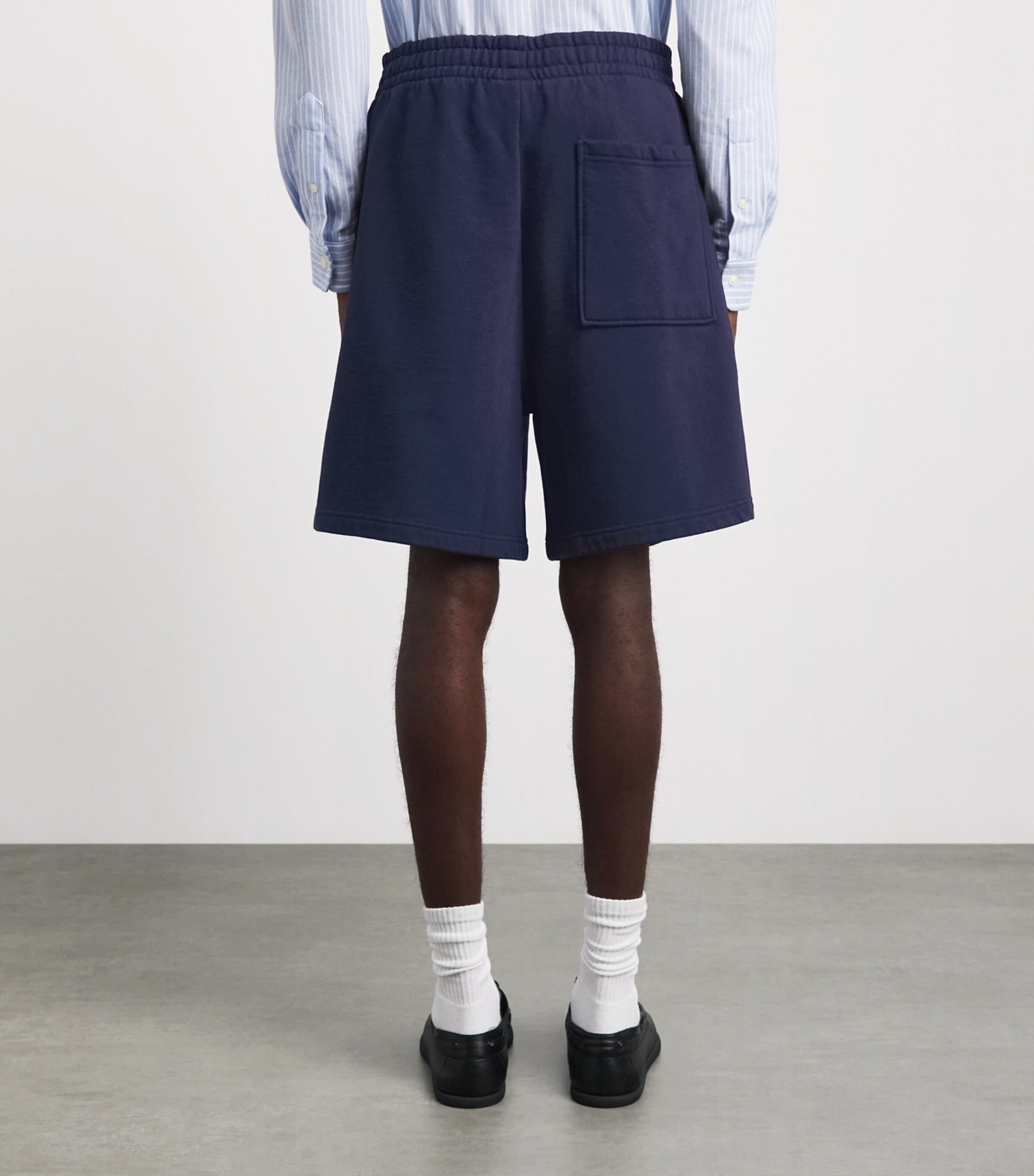 Drôle de Monsieur Mens Cotton Fleece Slogan Shorts Navy Image 5
