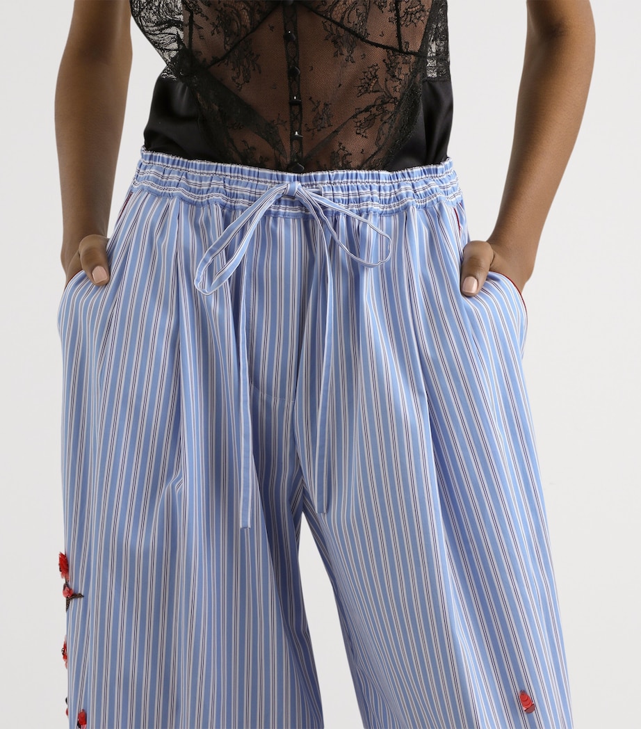 Dolce&Gabbana Womens Cotton-Silk Stripe Embellished Trousers Embr Image 4