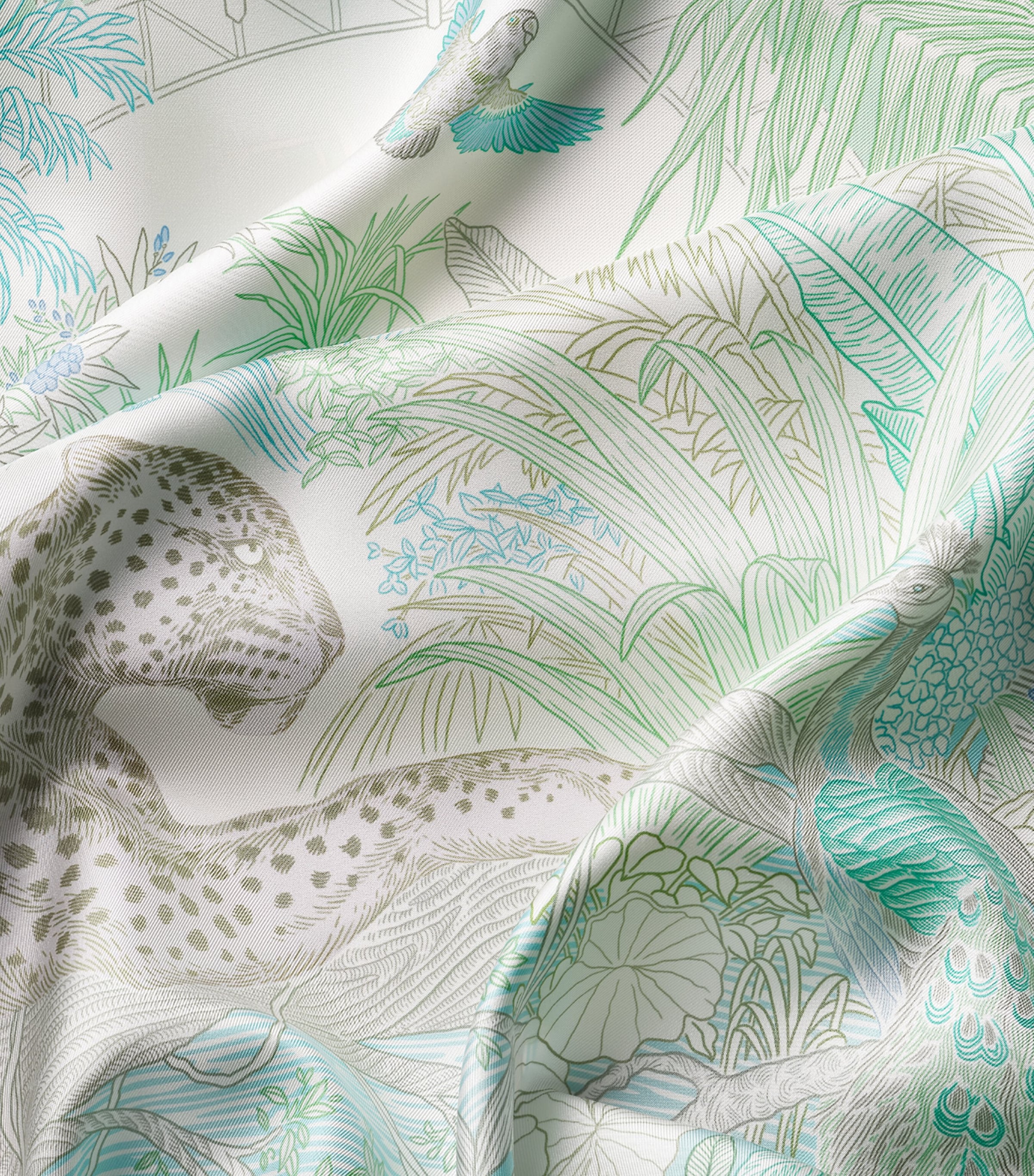 Cartier Silk Panthère Greenhouse Scarf Sage Green Image 3