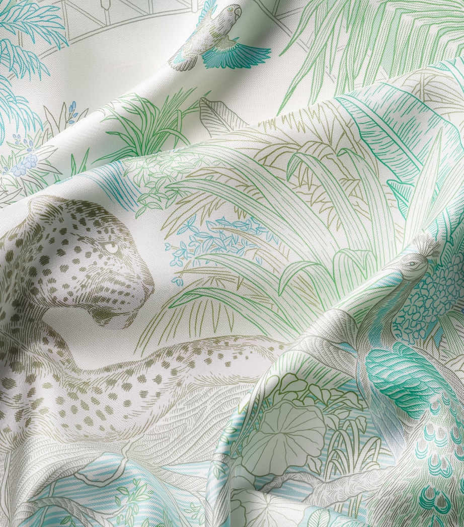 Cartier Silk Panthère Greenhouse Scarf Sage Green Image 3