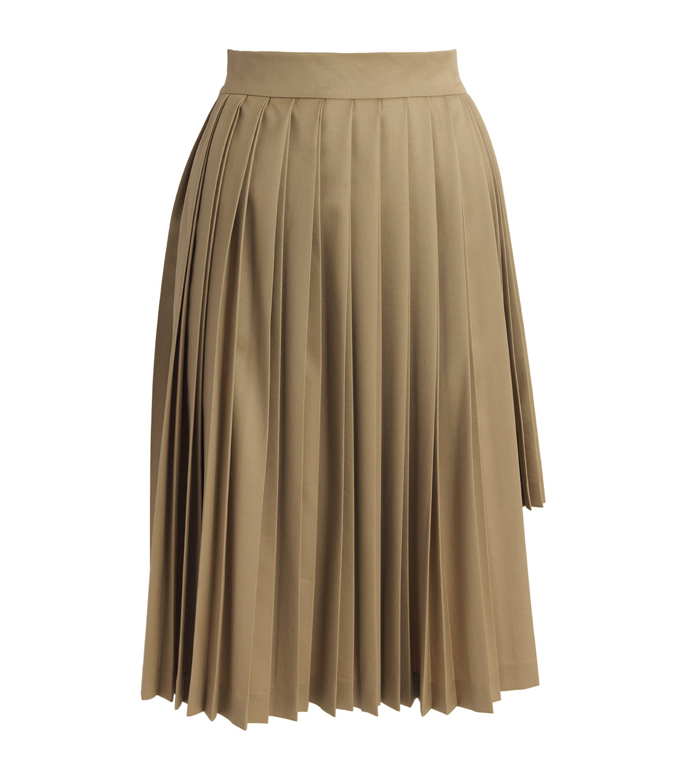 Shop Laura Pitharas Virgin Wool Pleated Midi Skirt In Brown