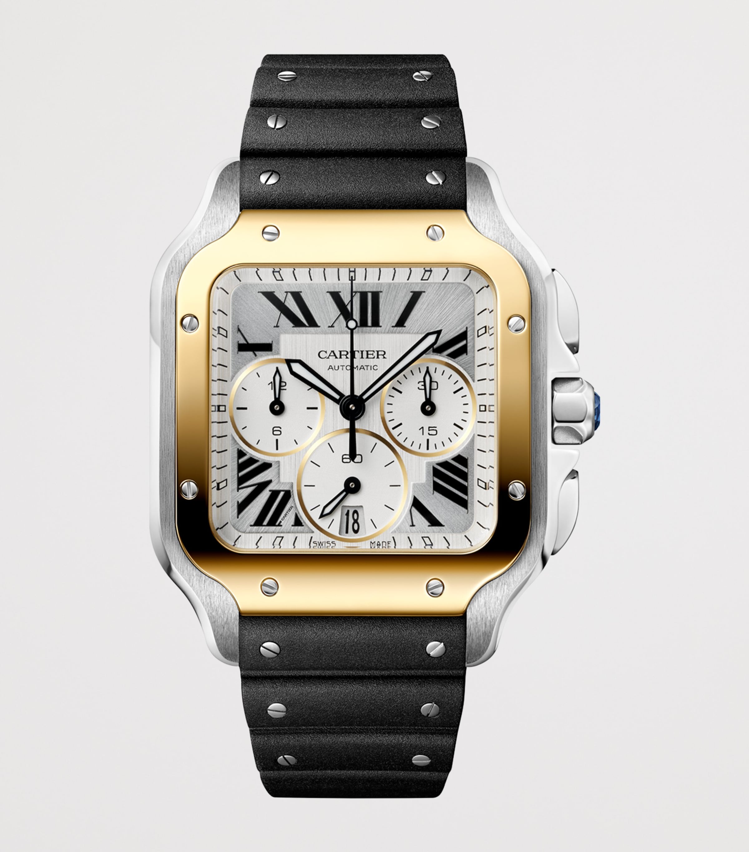 Cartier Large Stainless Steel and Yellow Gold Santos de Cartier Watch 39.8mm Steel + Yellow Gold Image 3