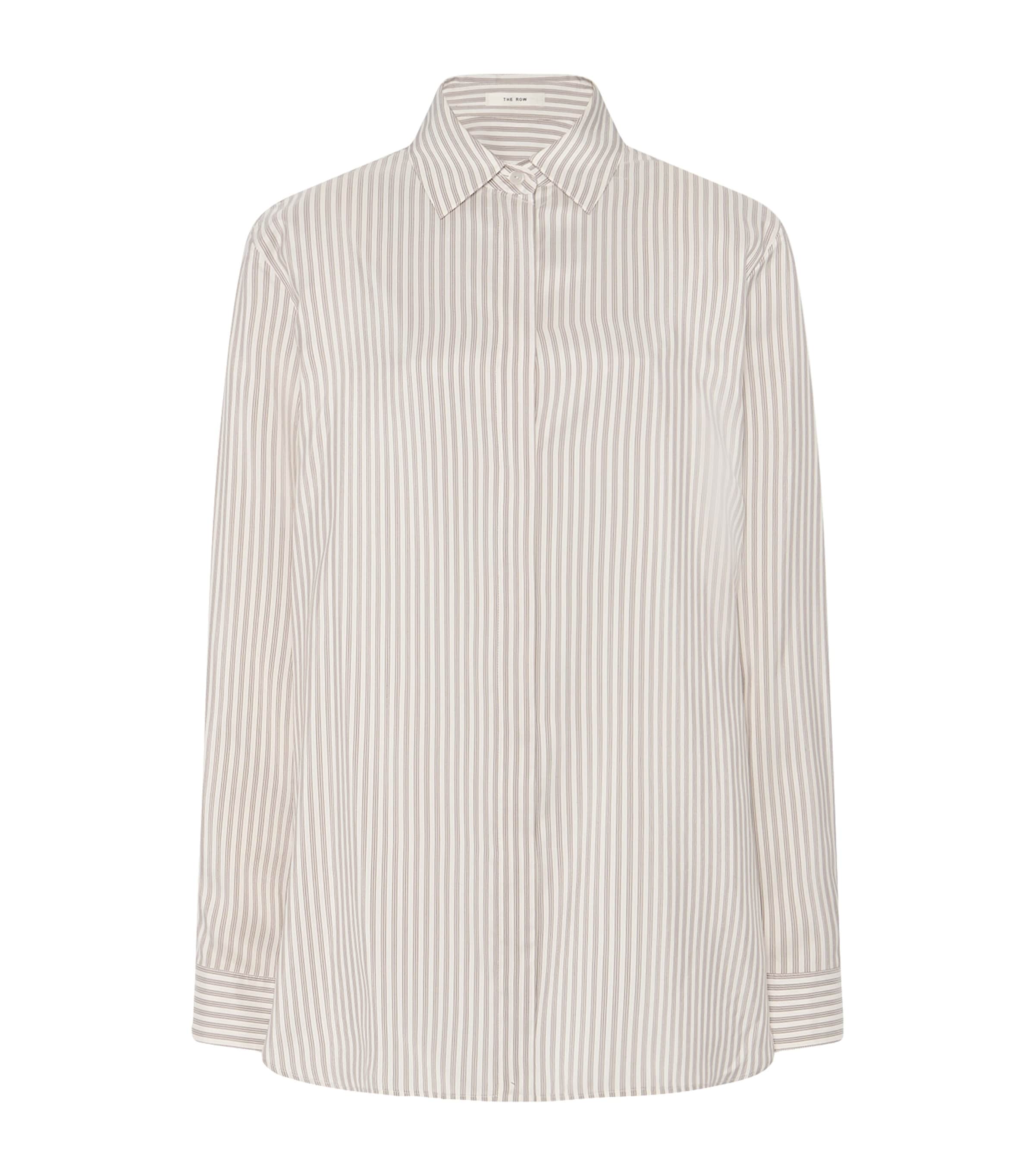 The Row Vanda Silk Stripe Shirt In Neutral