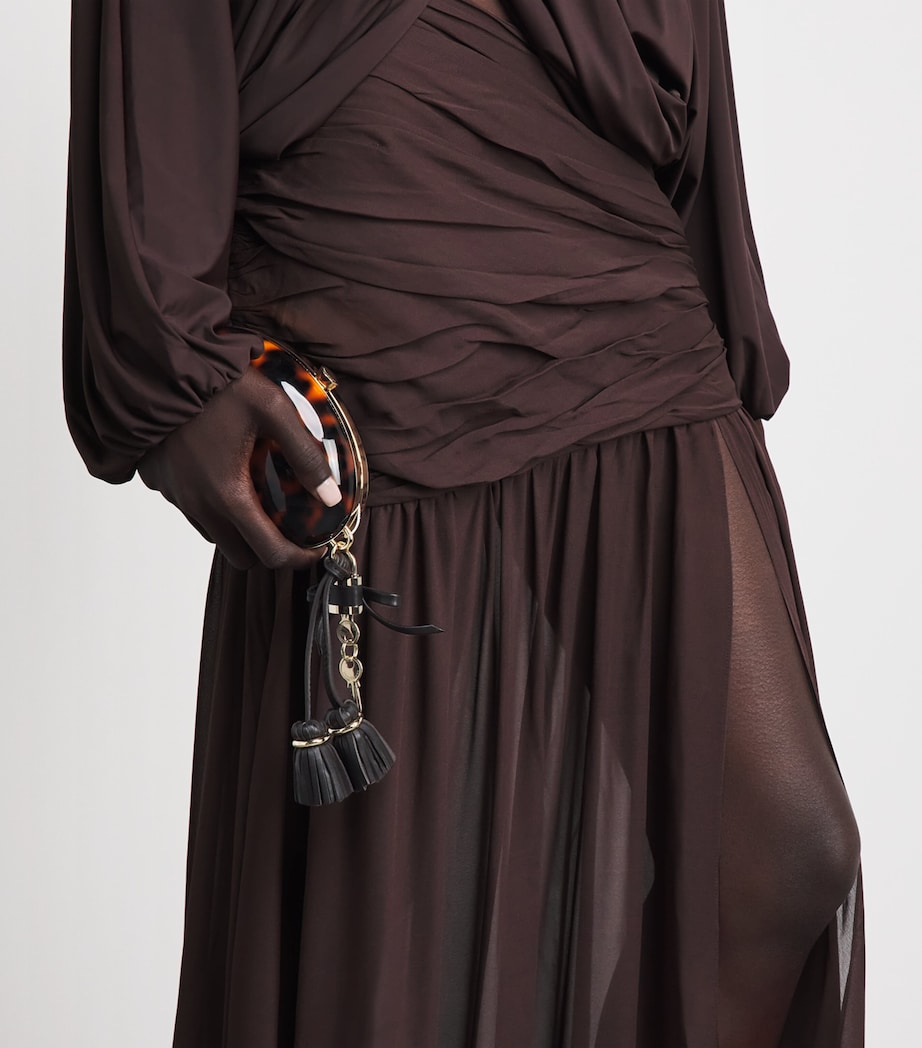 De La Vali Womens Georgette Gathered Amaya Maxi Skirt Umber Brown Image 3