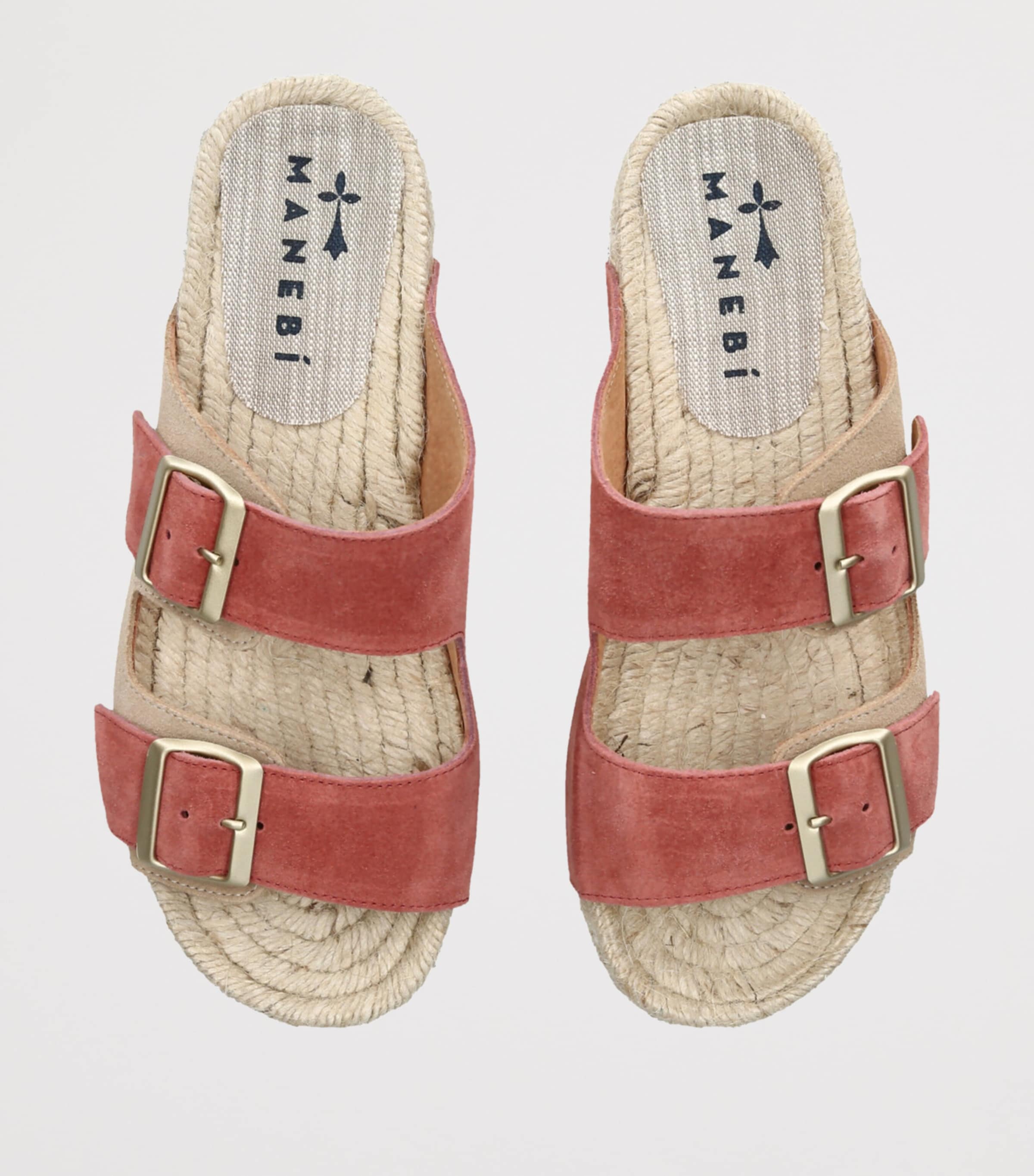 Manebi Suede La Havana Sandals Salmon Image 4