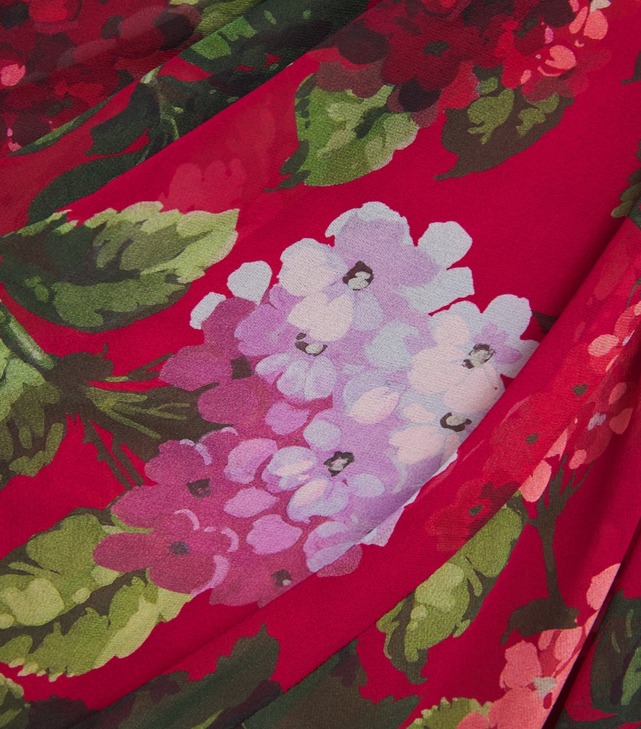Carolina Herrera Womens Silk Floral Draped Midi Dress Cranberry/multi Image 6