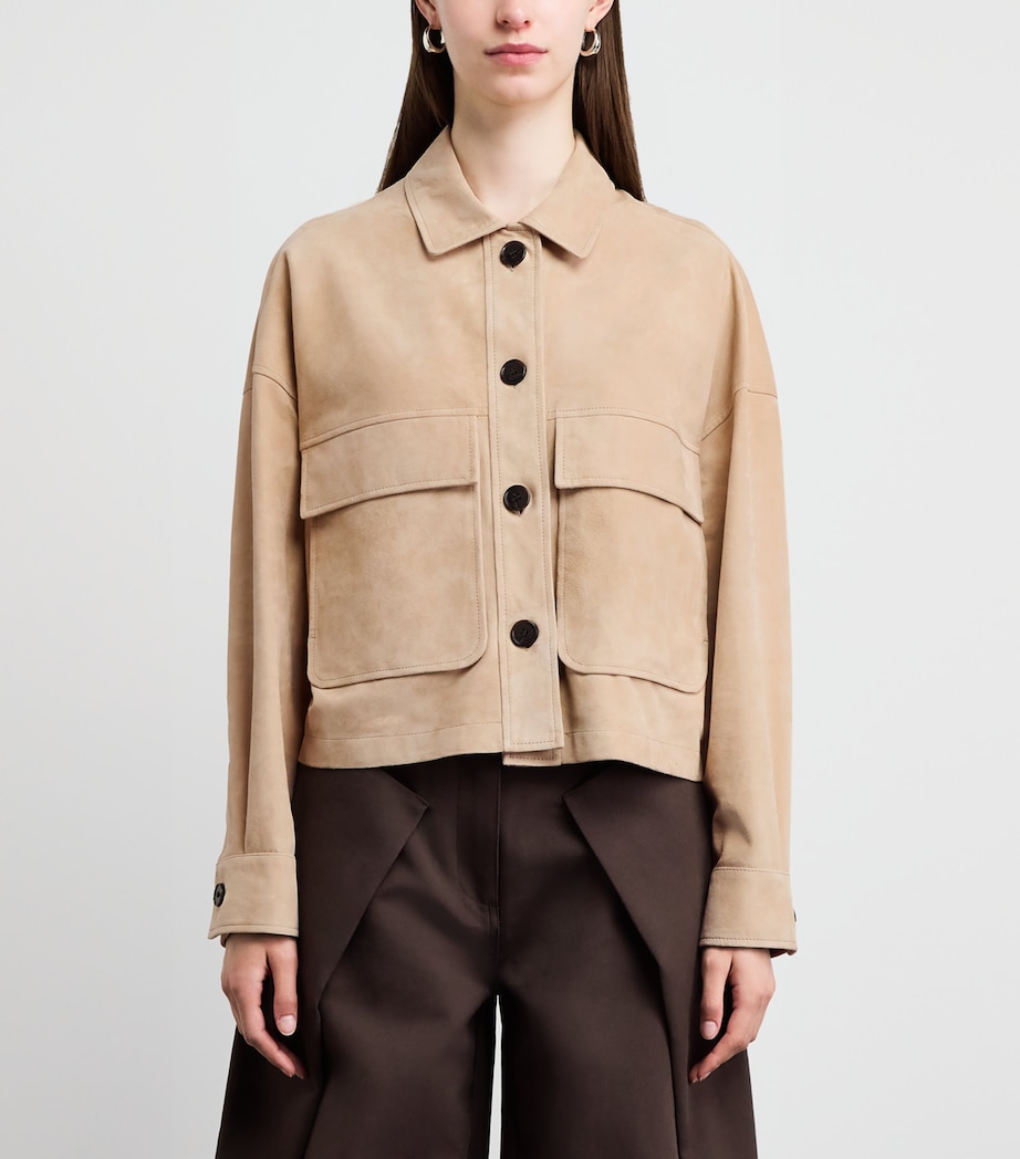 Arma Womens Suede Judy Bomber Jacket Beige Image 4