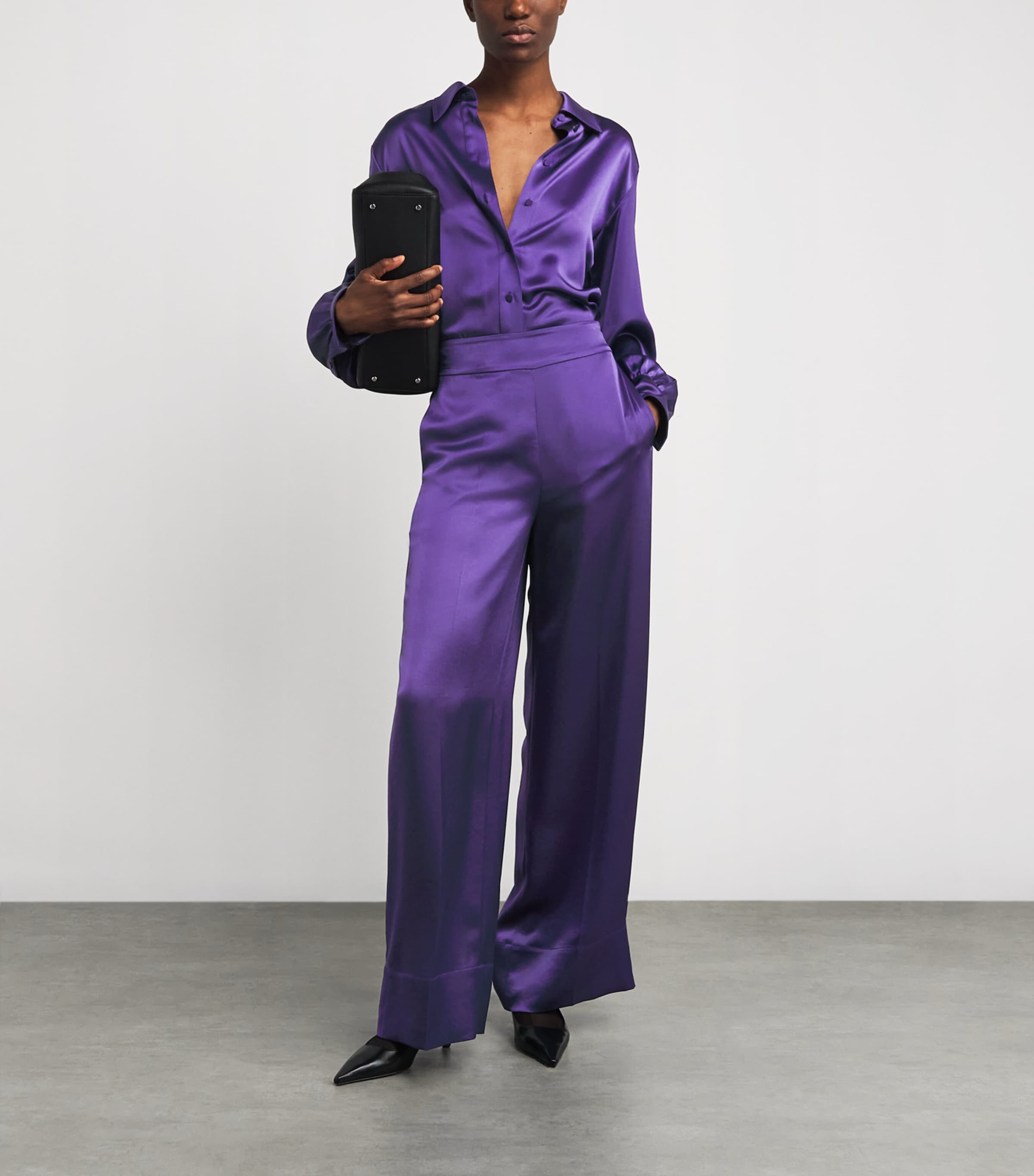 Satin Dijon Tailored Trousers VIOLET Image 2