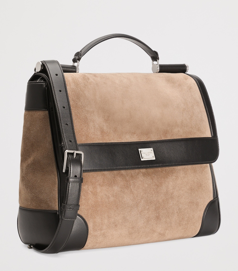 Suede Sicily Top-Handle Bag 8M067-NUT/BLACK Image 3