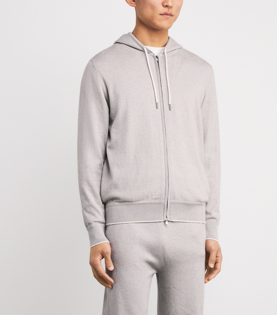 Cotton-Silk-Cashmere Zip-Up Hoodie FUMO GREY NEW IVORY Image 3