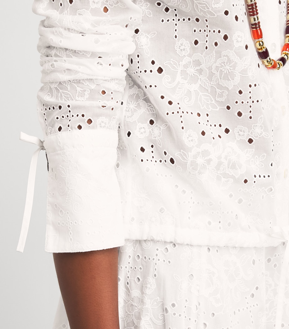 Tory Burch Womens Cotton Eyelet Shirt White Image 3