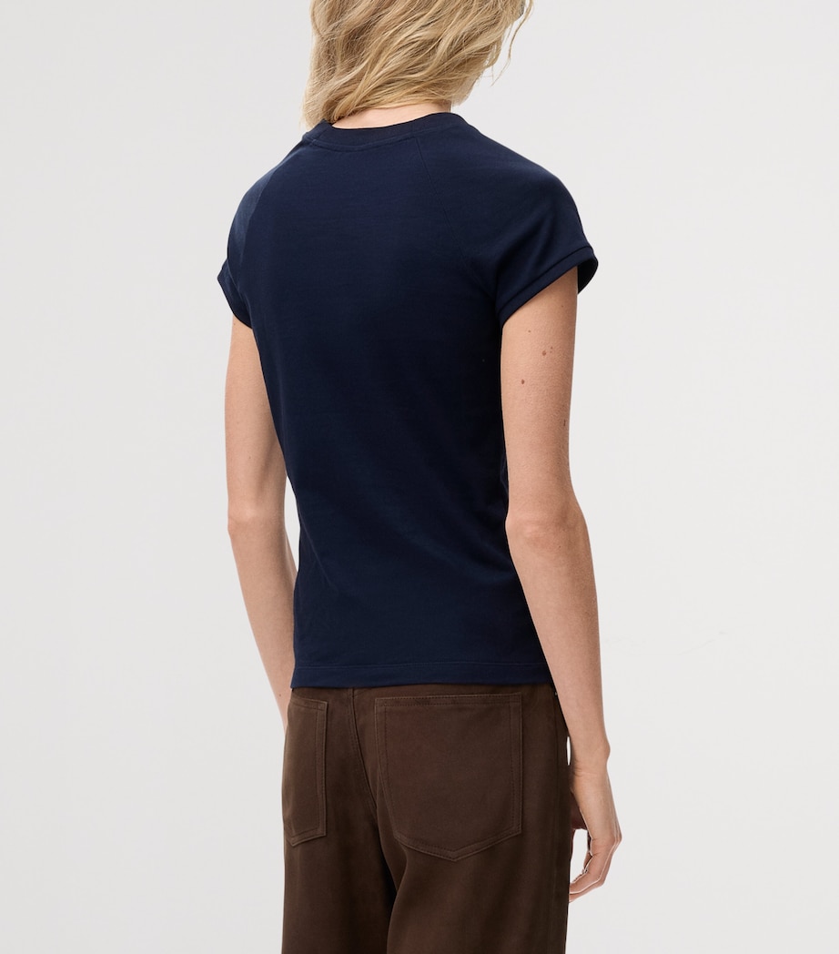 LOEWE Womens x Paula's Ibiza Cotton-Blend T-Shirt Navy Blue Image 4