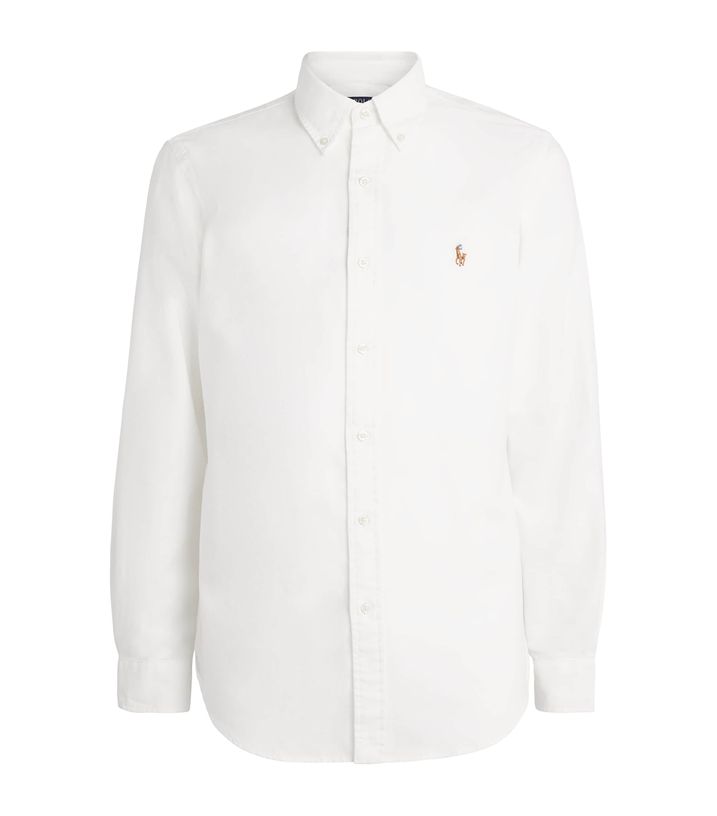 Polo Ralph Lauren Mens Custom Fit Polo Pony Oxford Shirt White Image 1