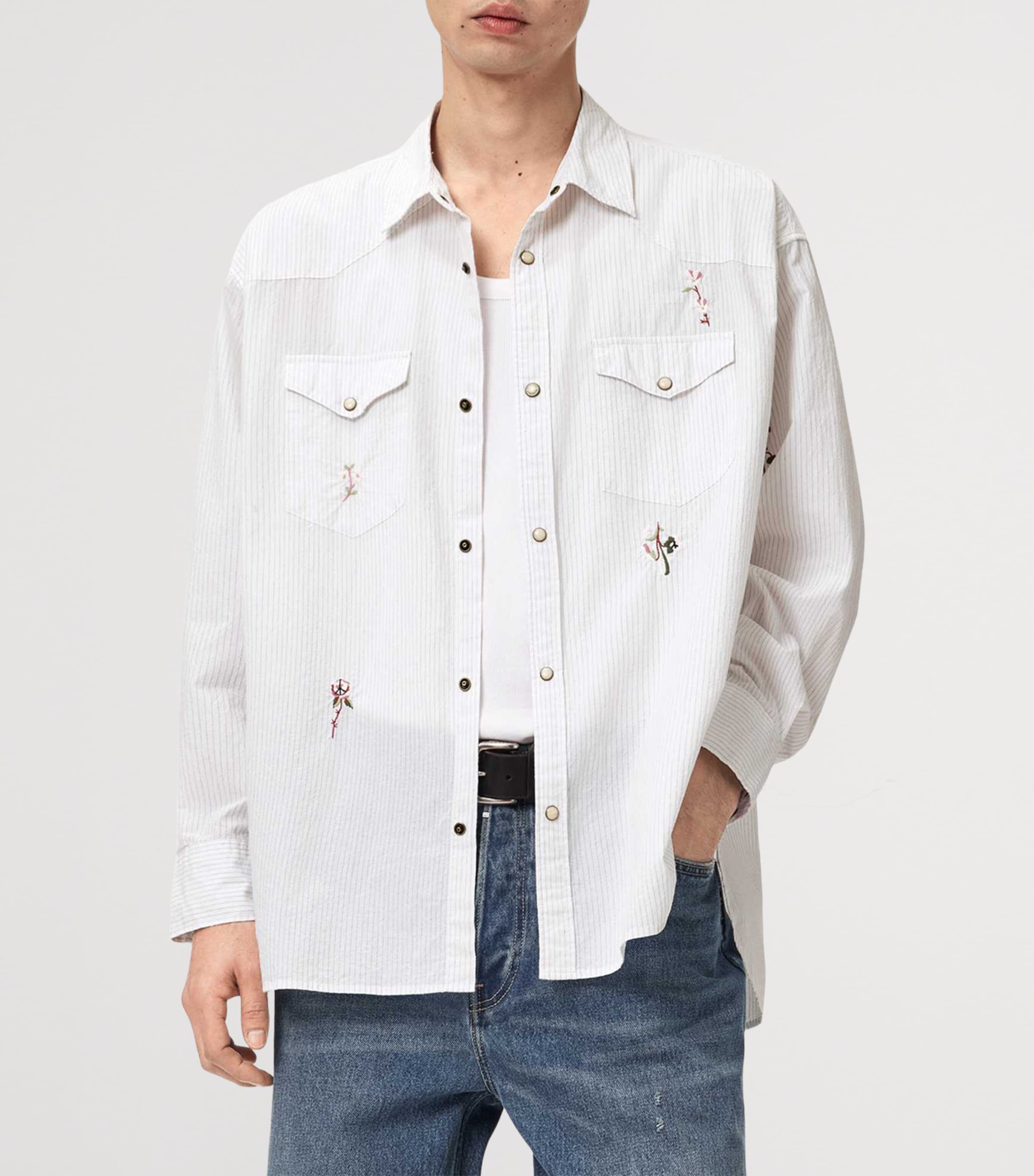 AllSaints Mens Organic Cotton Portman Shirt Off White Image 4