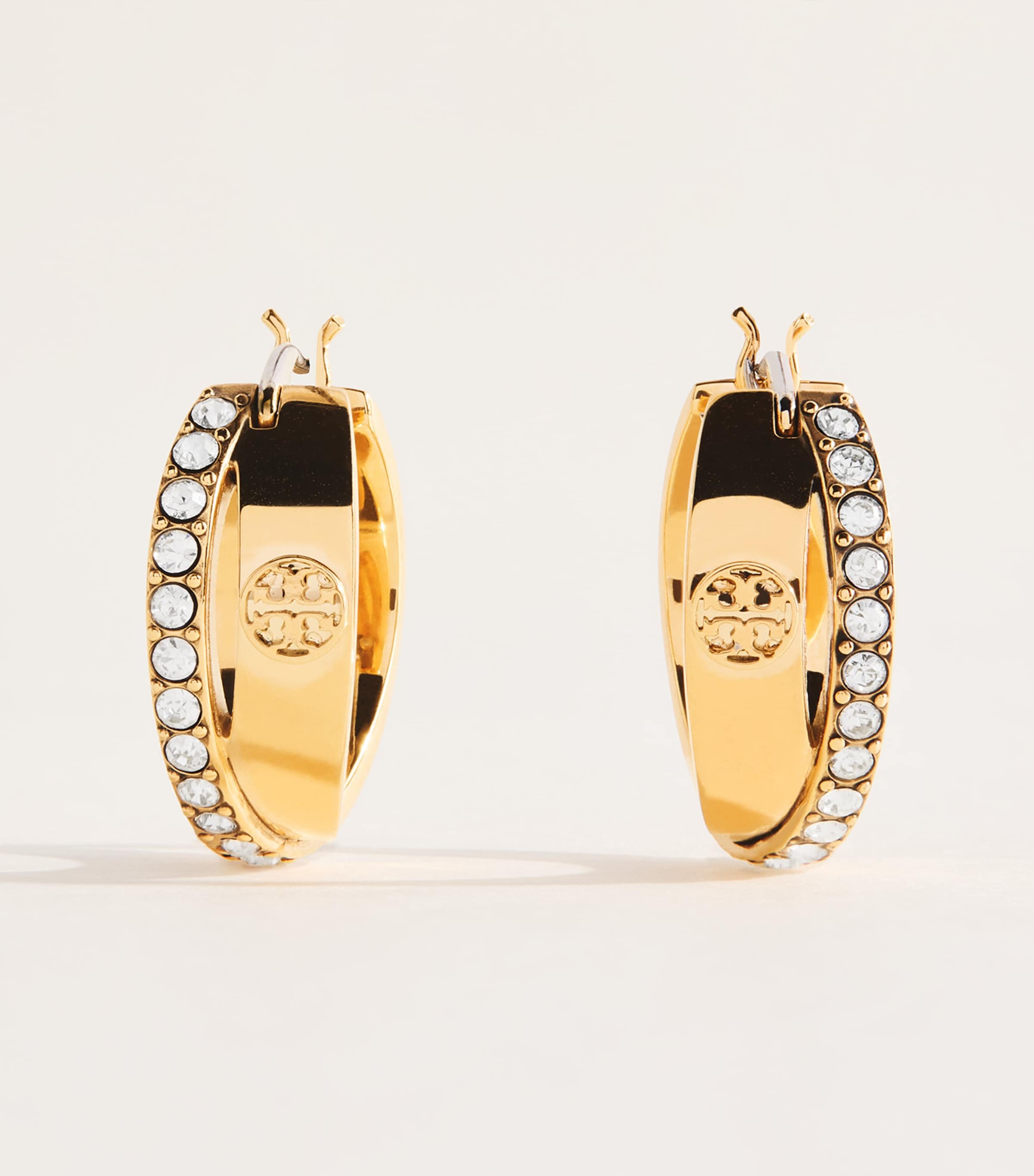 Tory Burch Icon Double Hoop Earrings Tory Gold / Crystal Image 1