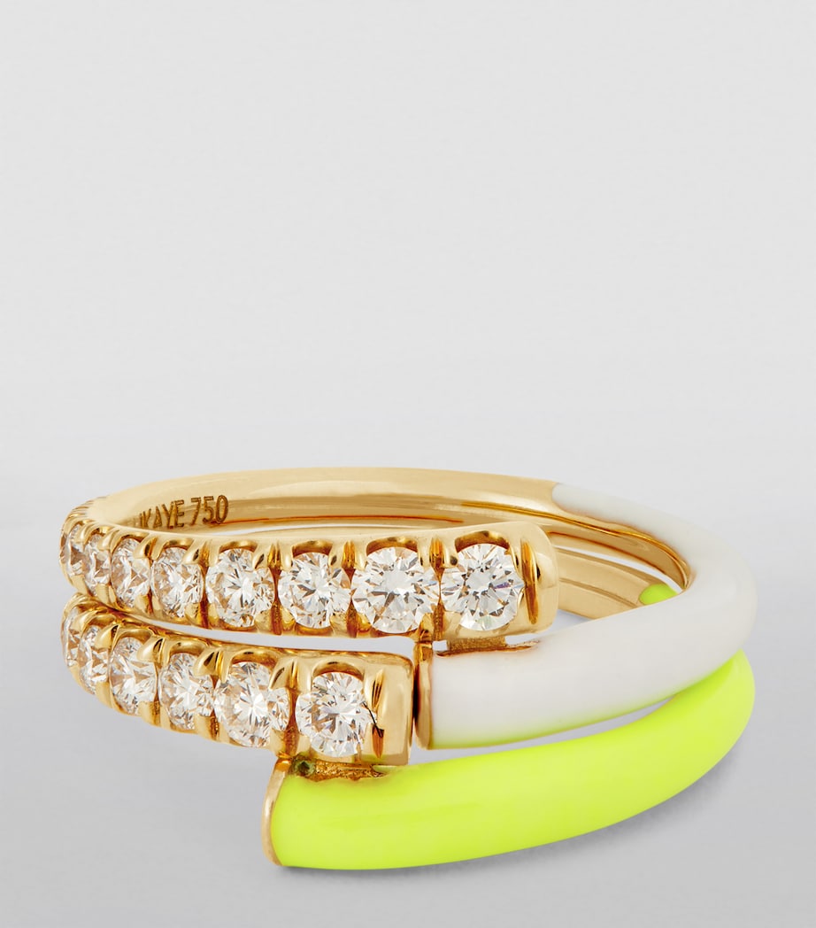 Yellow Gold, Diamond and Enamel Lola Pinky Ring YELLOW GOLD Image 5