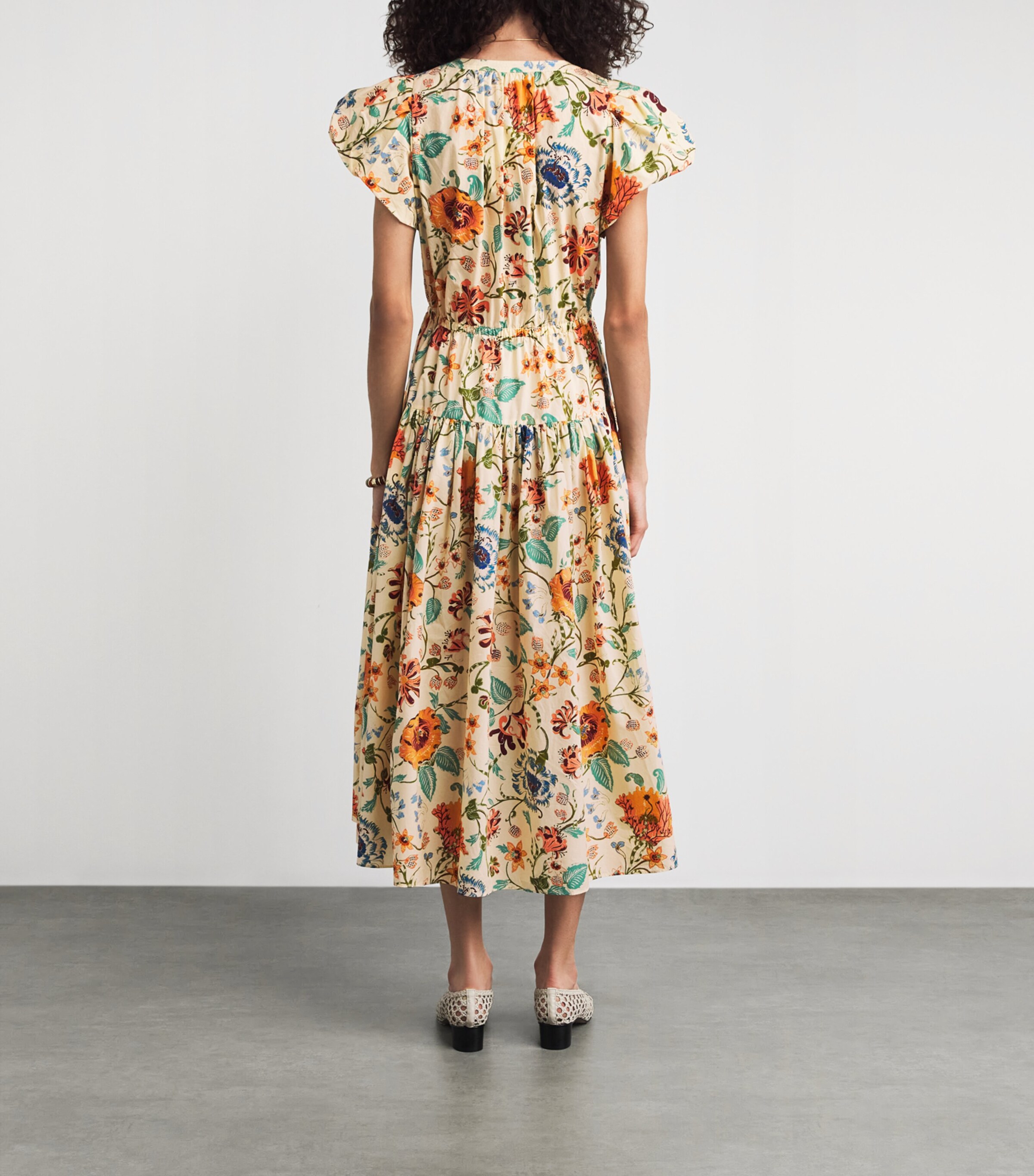 Ulla Johnson Womens Cotton Floral Marin Midi Dress Abalone Image 4