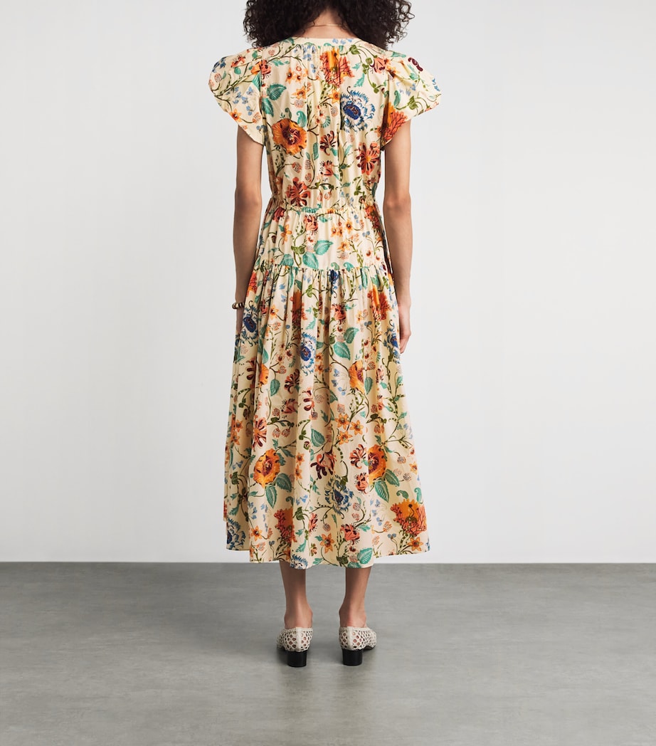 Ulla Johnson Womens Cotton Floral Marin Midi Dress Abalone Image 4