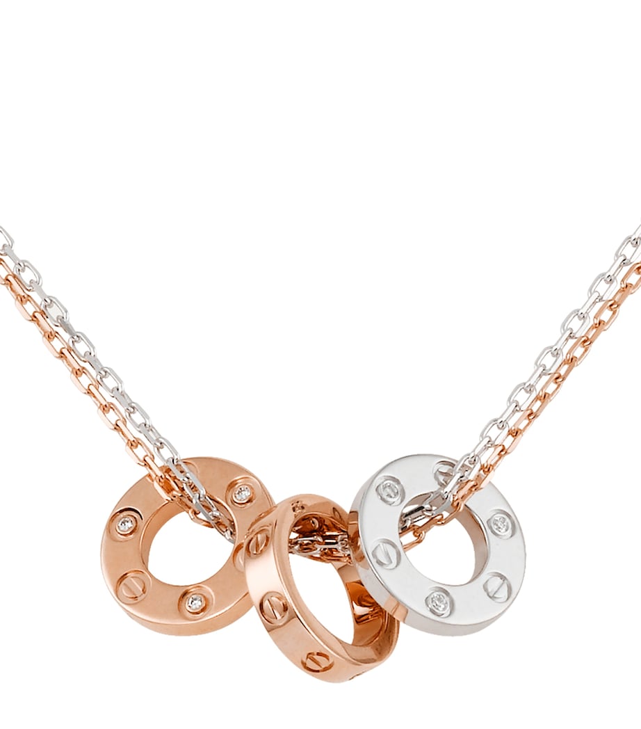 White, Rose Gold and Diamond LOVE Necklace ROSE GOLD Image 6