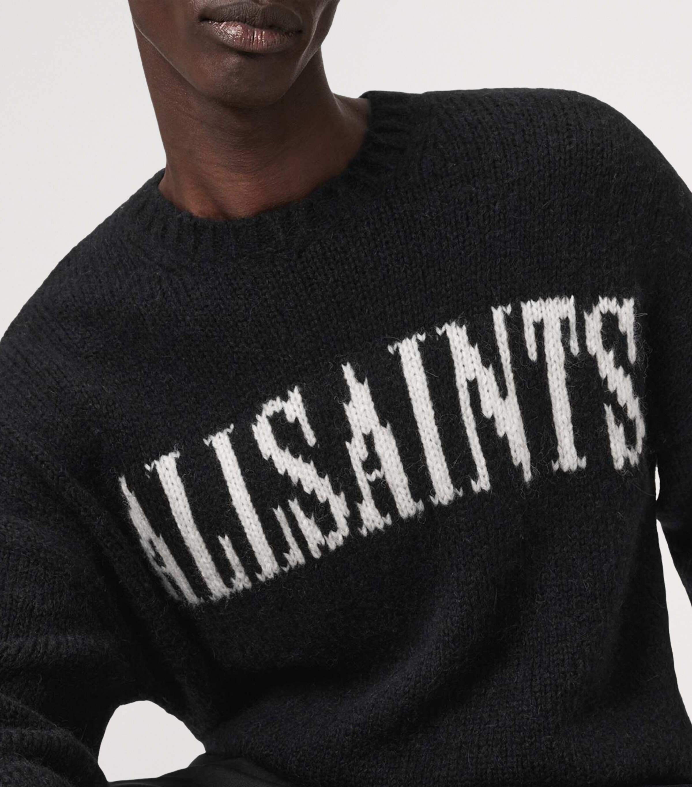 Organic Cotton-Blend Stokes Logo Sweater BLACK/ECRU WHITE Image 8