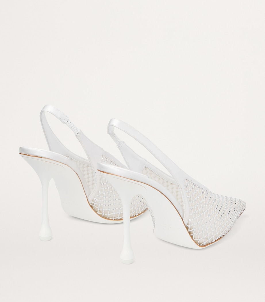 Isa 95 Leather Slingback Pumps WHITE/CRYSTAL Image 5