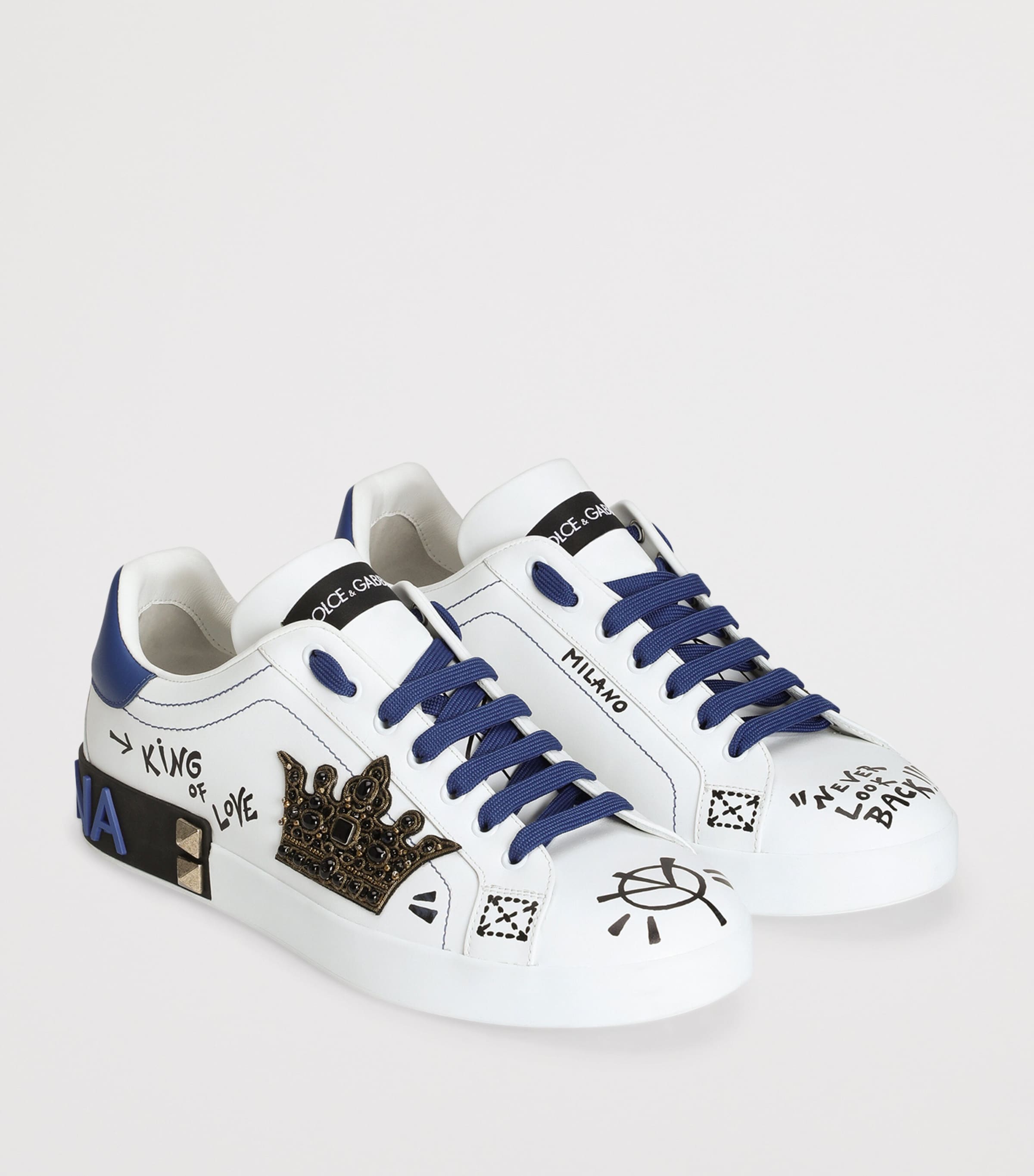 Leather Embellished Portofino Sneakers 8W921-SCRITTE Image 2