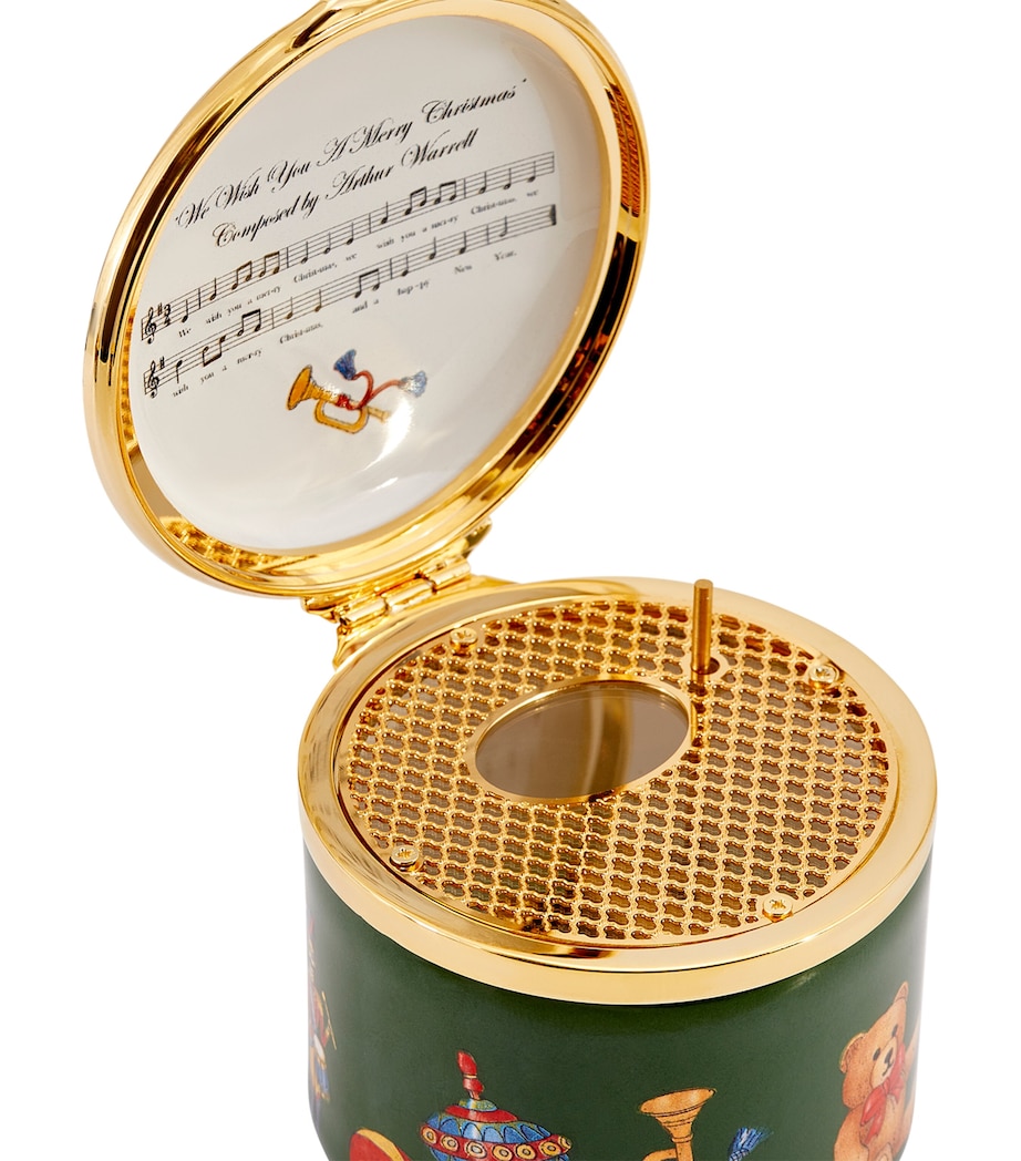 Enamel Christmas Nursey Musical Box GREEN Image 4