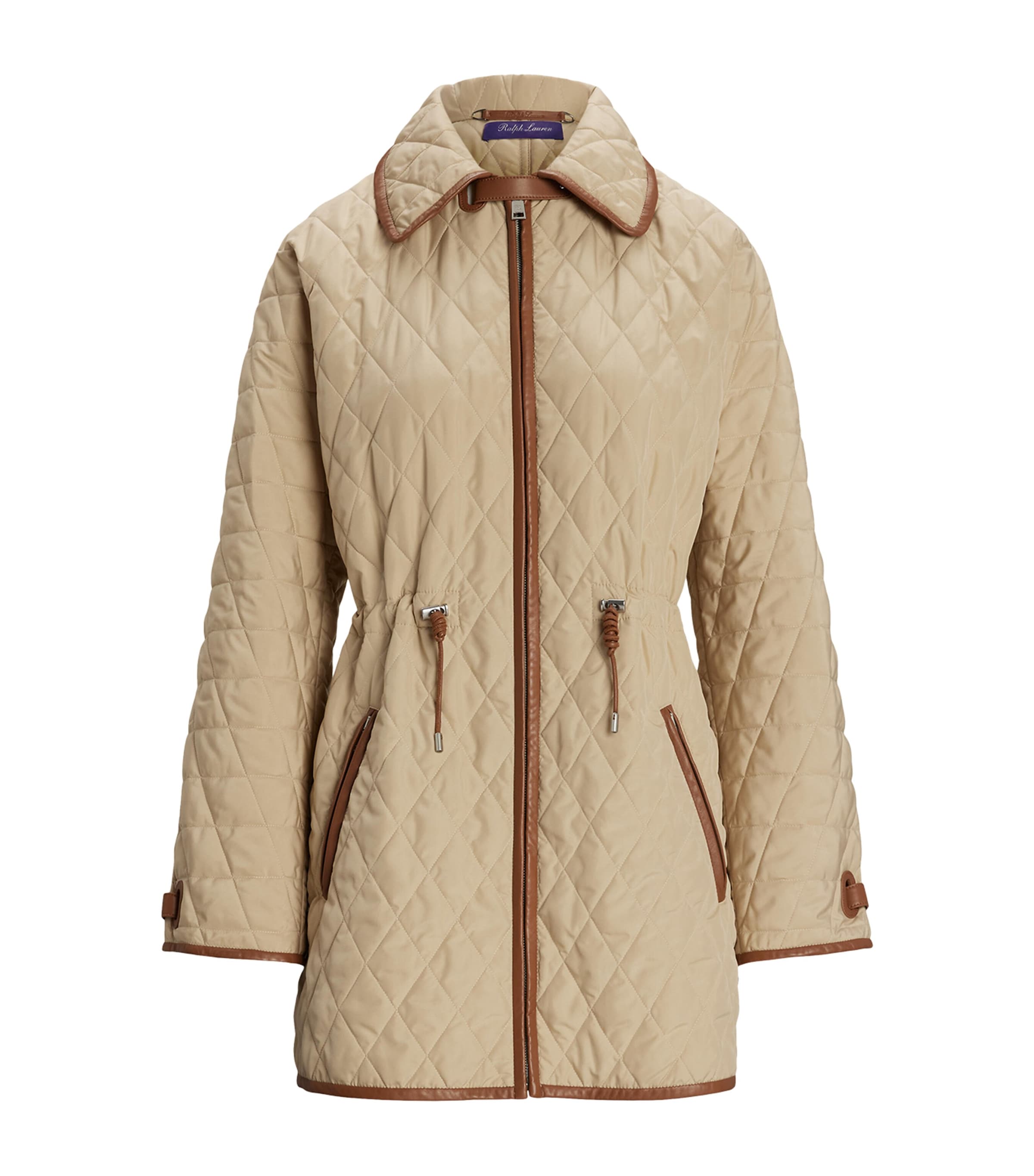 Ralph Lauren Saundra Leather-trimmed Padded Shell Jacket In Nude