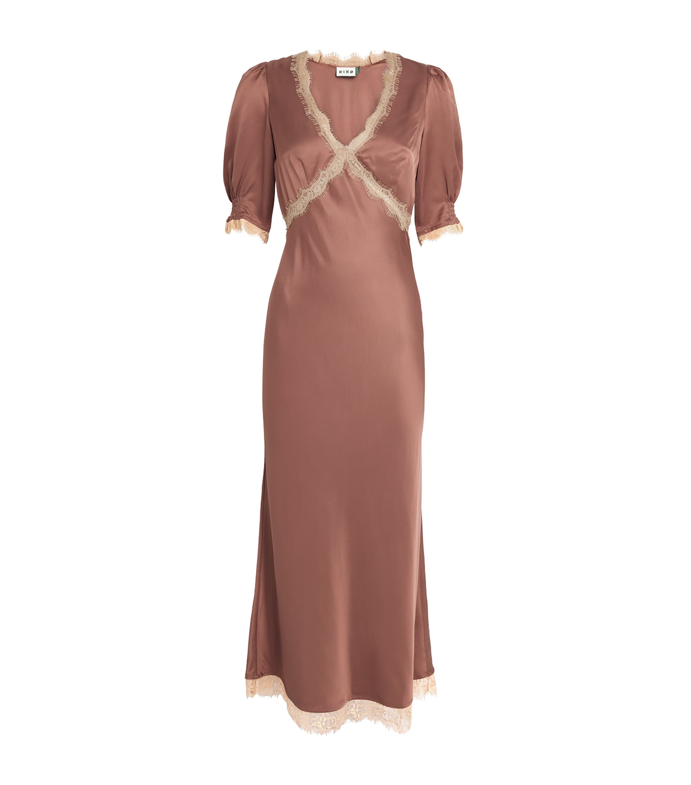 Lace-Trim Annina Midi Dress MOCHA Image 1