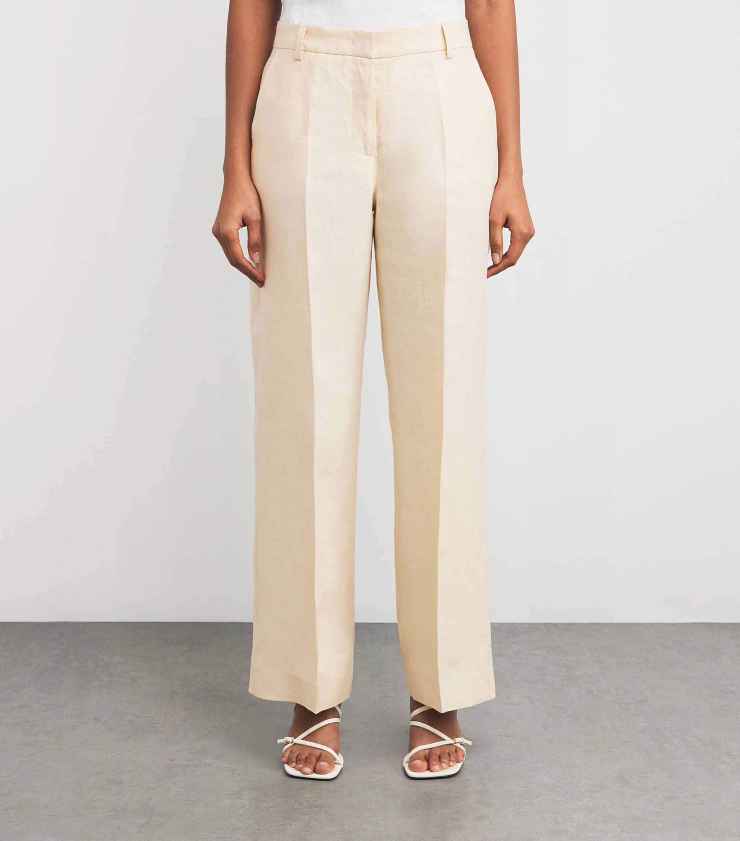 Weekend Max Mara Womens Linen Straight Trousers Ivory Image 3