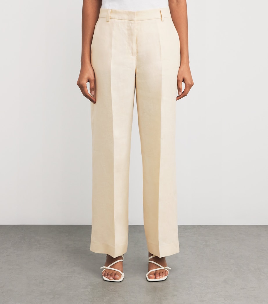 Weekend Max Mara Womens Linen Straight Trousers Ivory Image 3