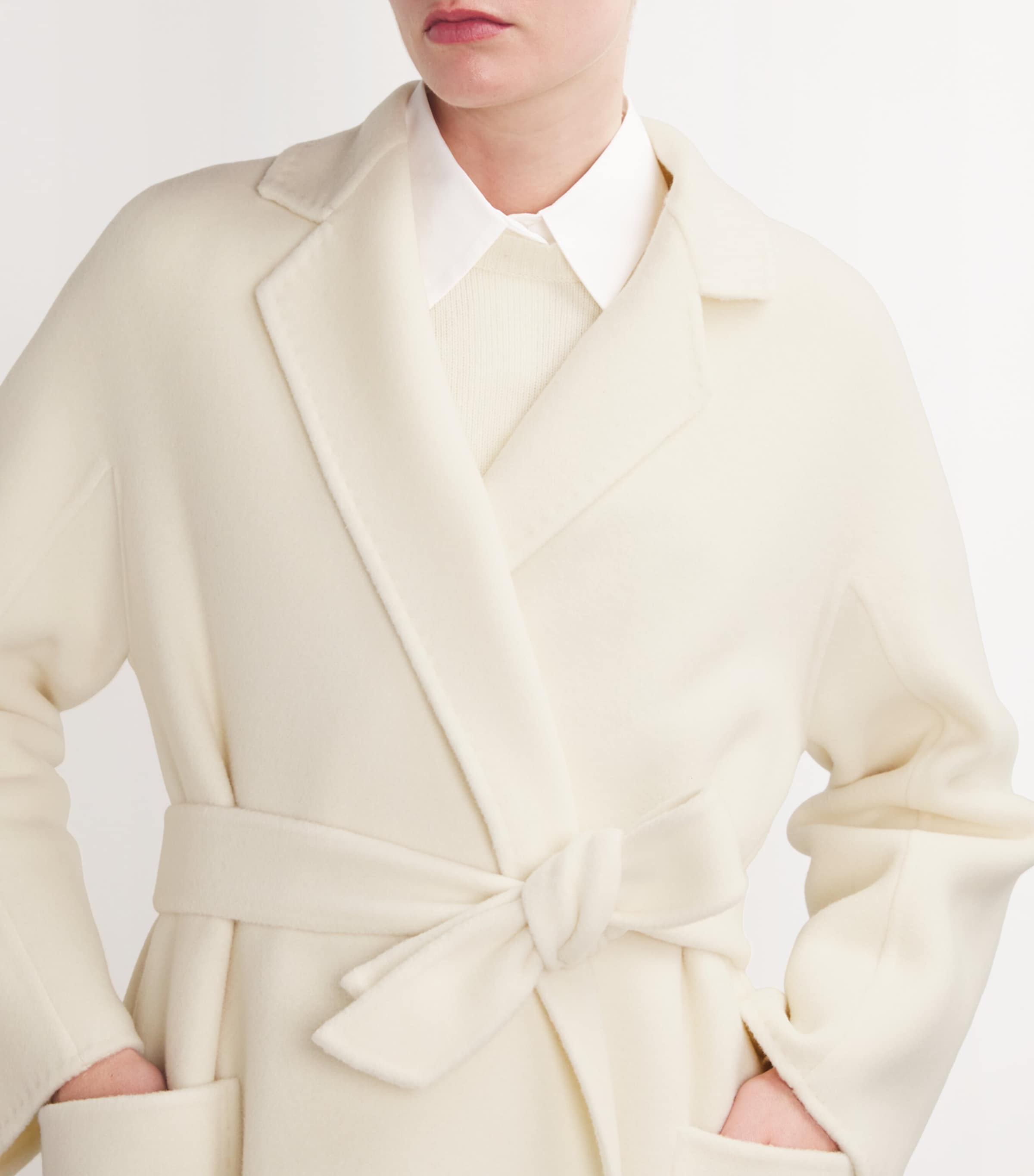 Cashmere Belted Coat WHITE Image 6