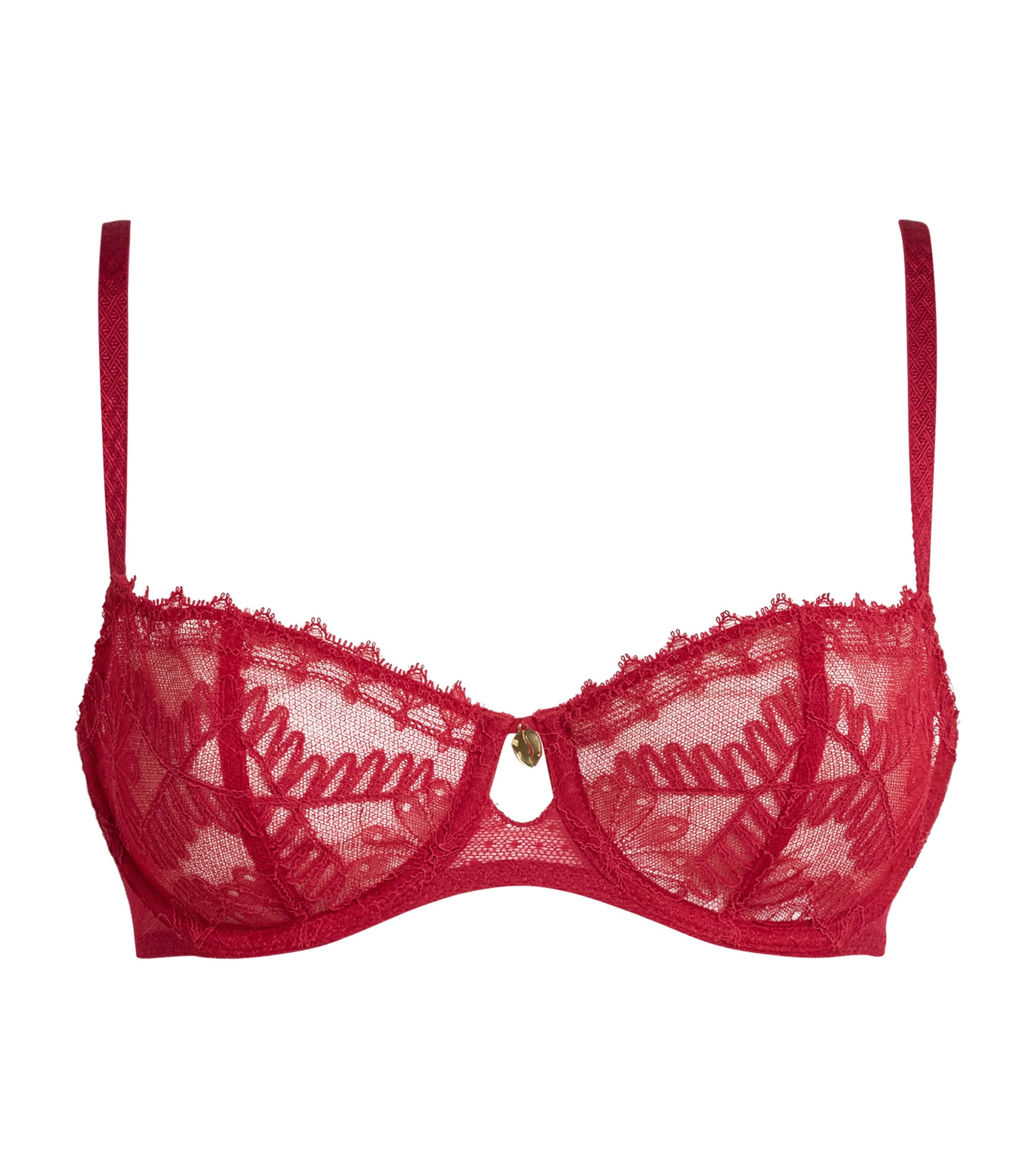 Aubade Womens Lace Half-Cup Mystery of Love Balconette Bra Cherry Image 1