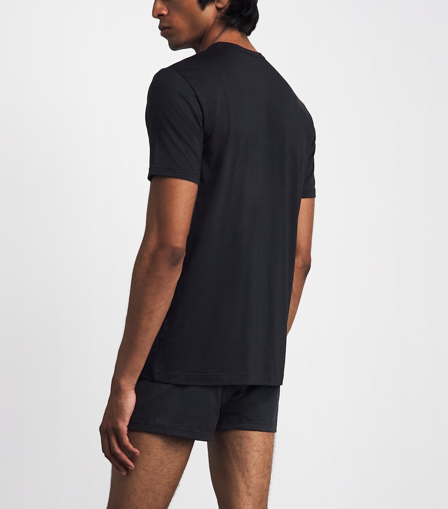 Sunspel Mens Stretch-Tencel T-Shirt Bkaa Black Image 4