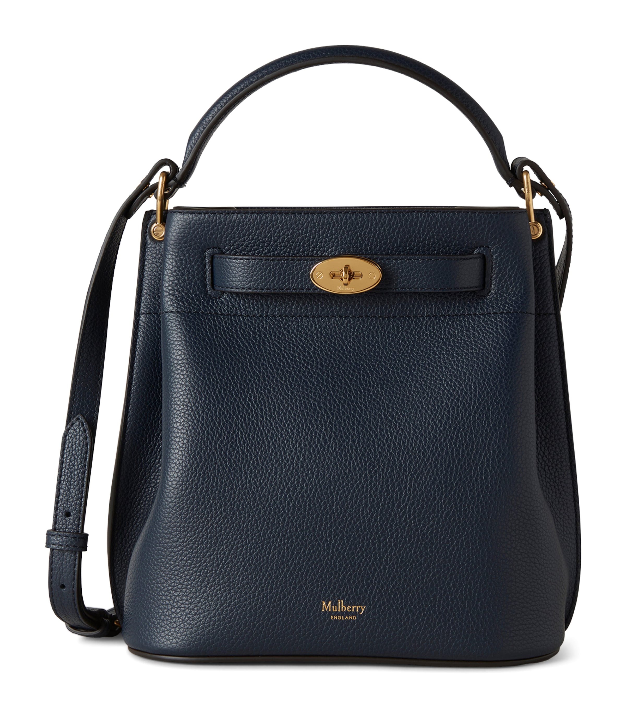 Shop Mulberry Leather Islington Bucket Bag In Blue