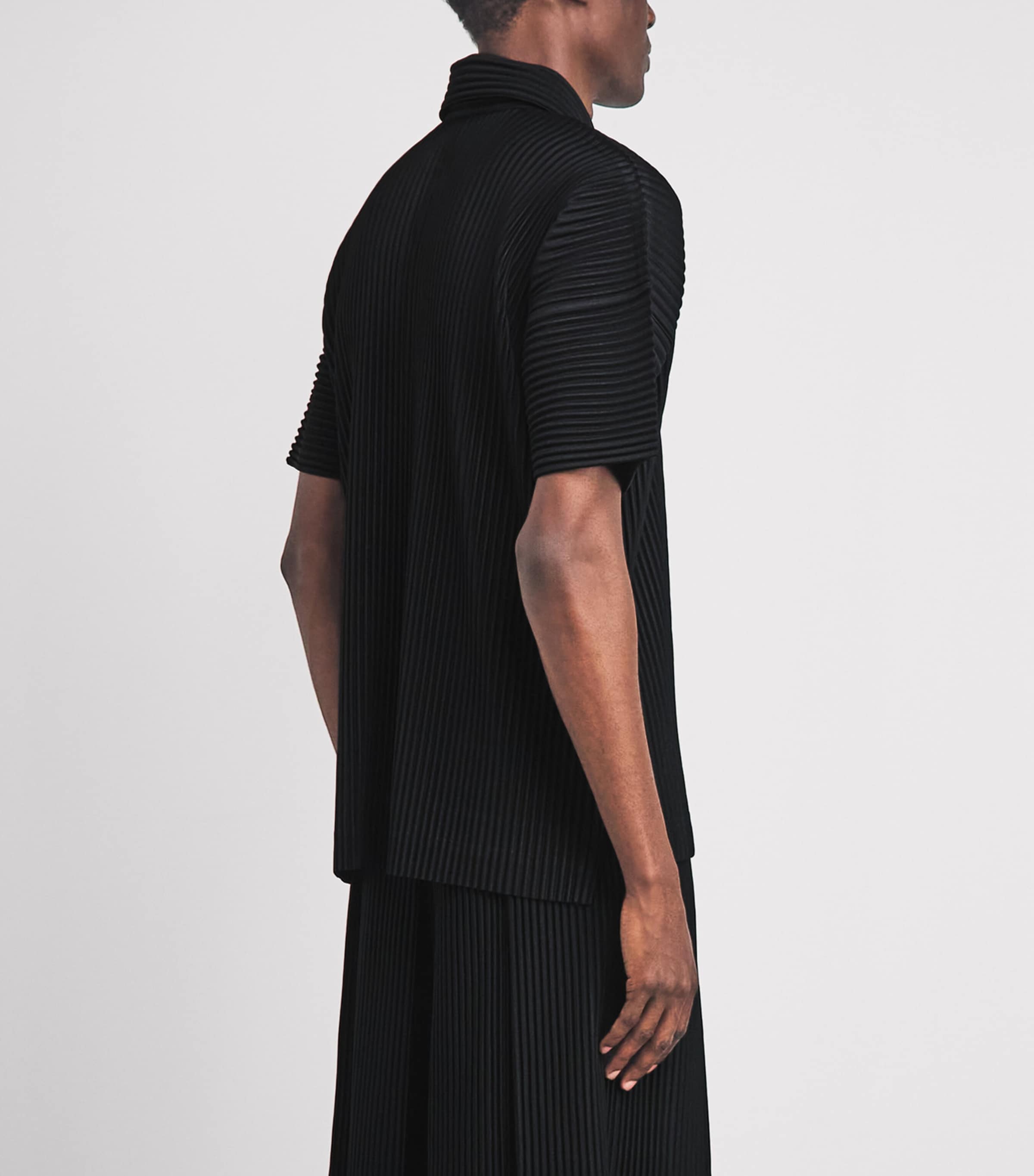 Homme Plissé Issey Miyake Mens Pleated Polo Shirt Black Image 5