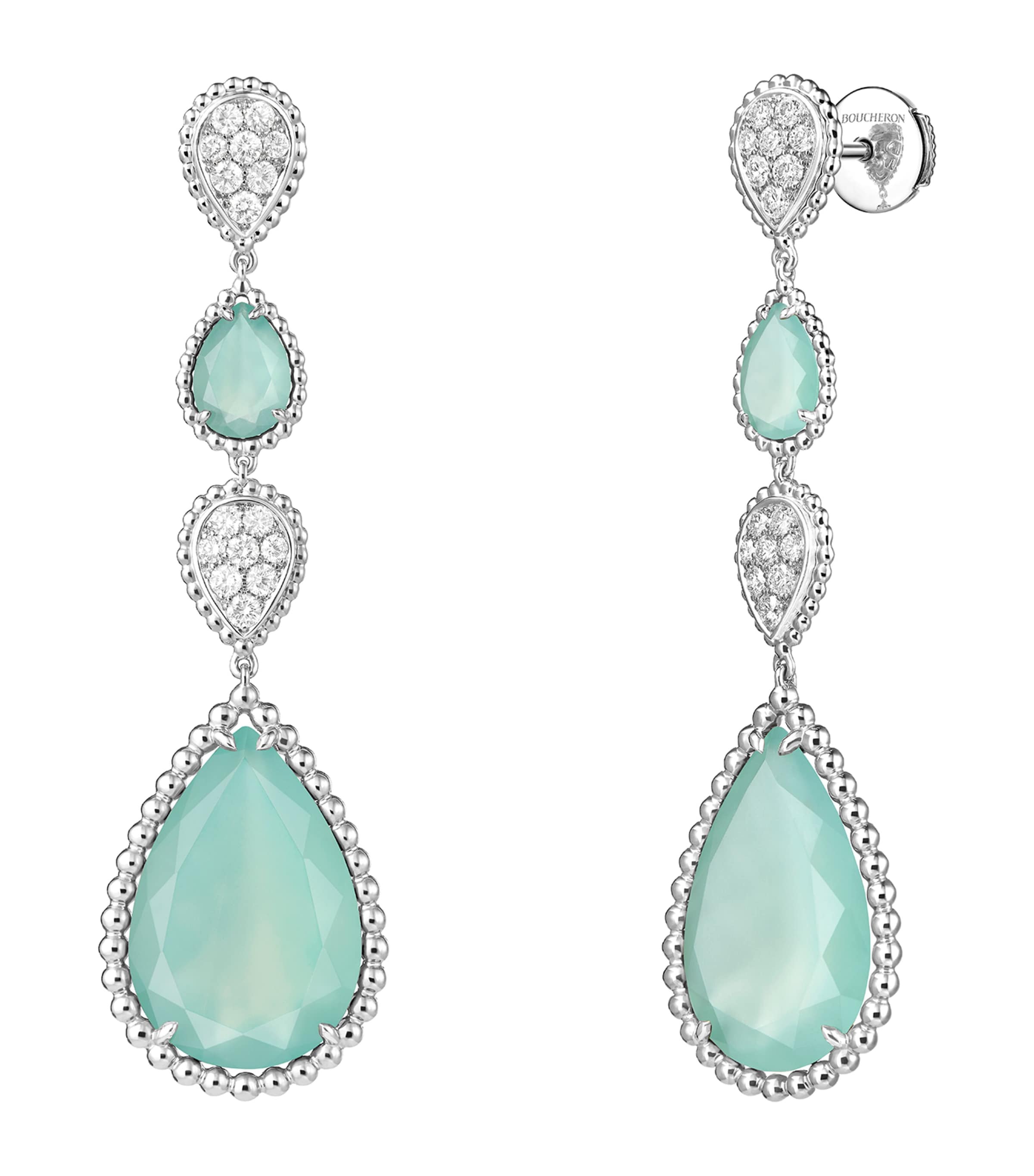Boucheron White Gold and Diamond Serpent Bohème Couleur Earrings Blue Image 4
