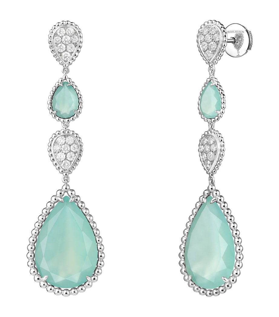 Boucheron White Gold and Diamond Serpent Bohème Couleur Earrings Blue Image 4